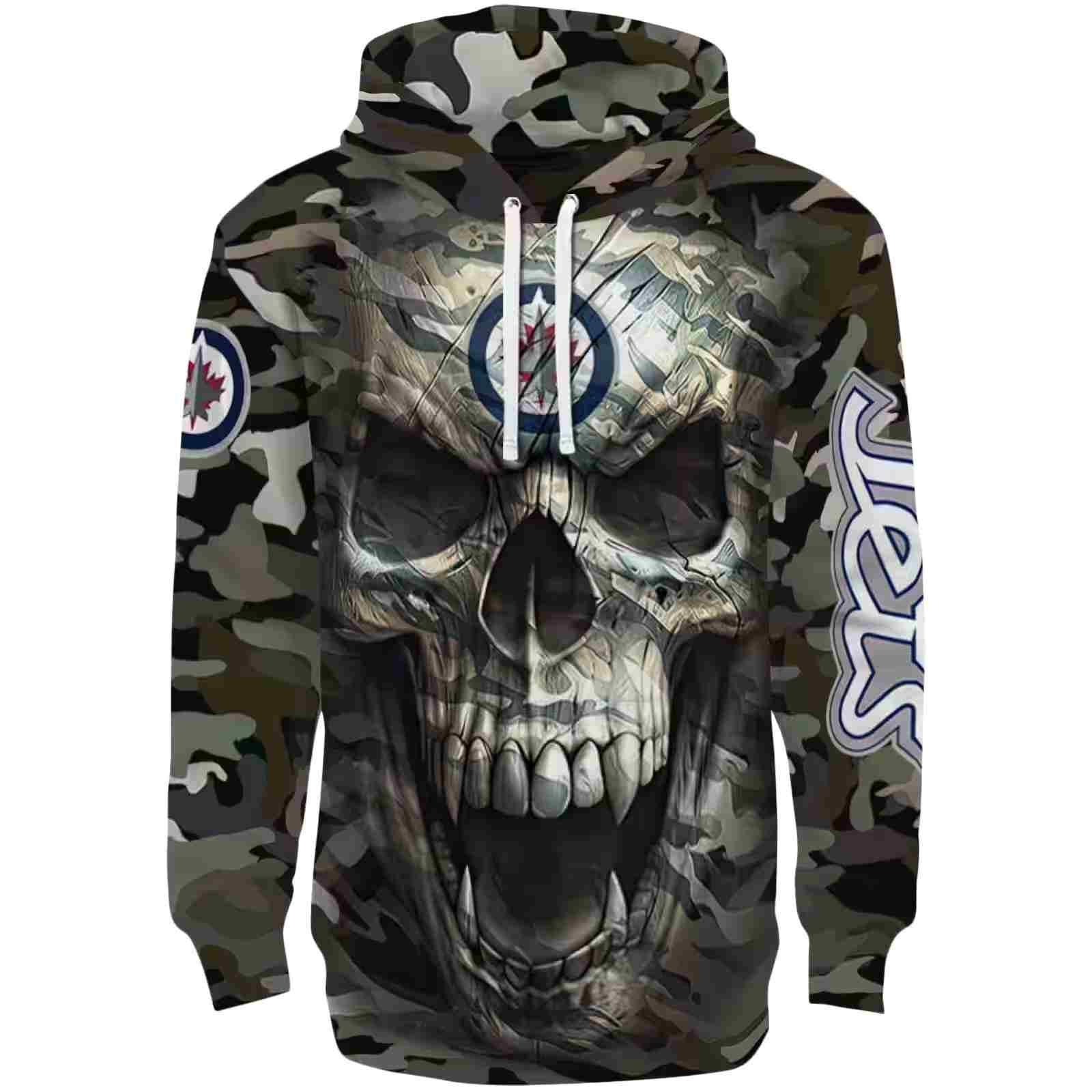 Custom Winnipeg Jets Camo Skull Hoodie