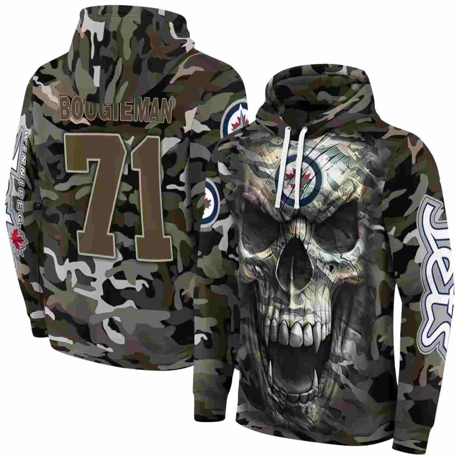 custom winnipeg jets camo skull hoodie fashion forward