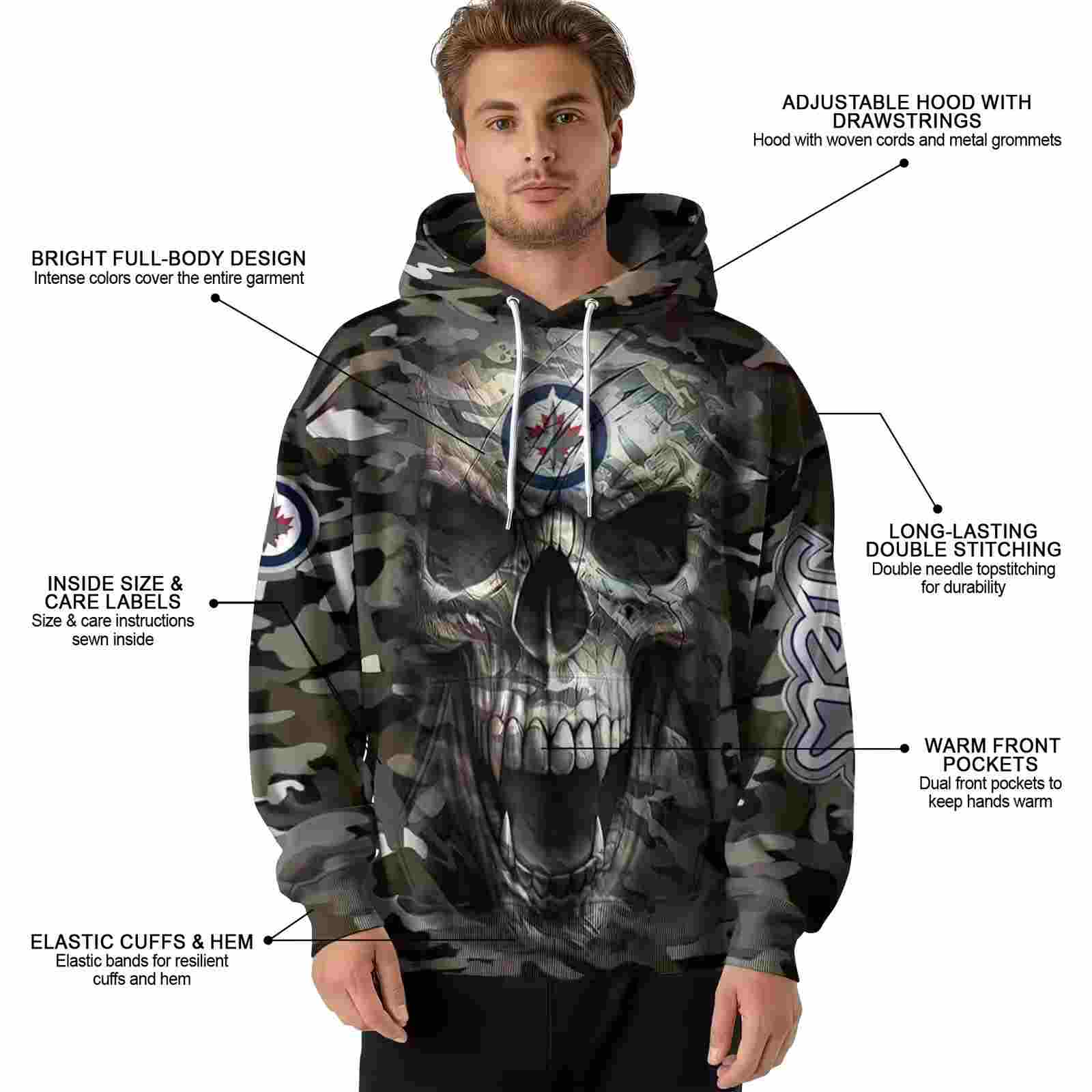 custom winnipeg jets camo skull hoodie latest model