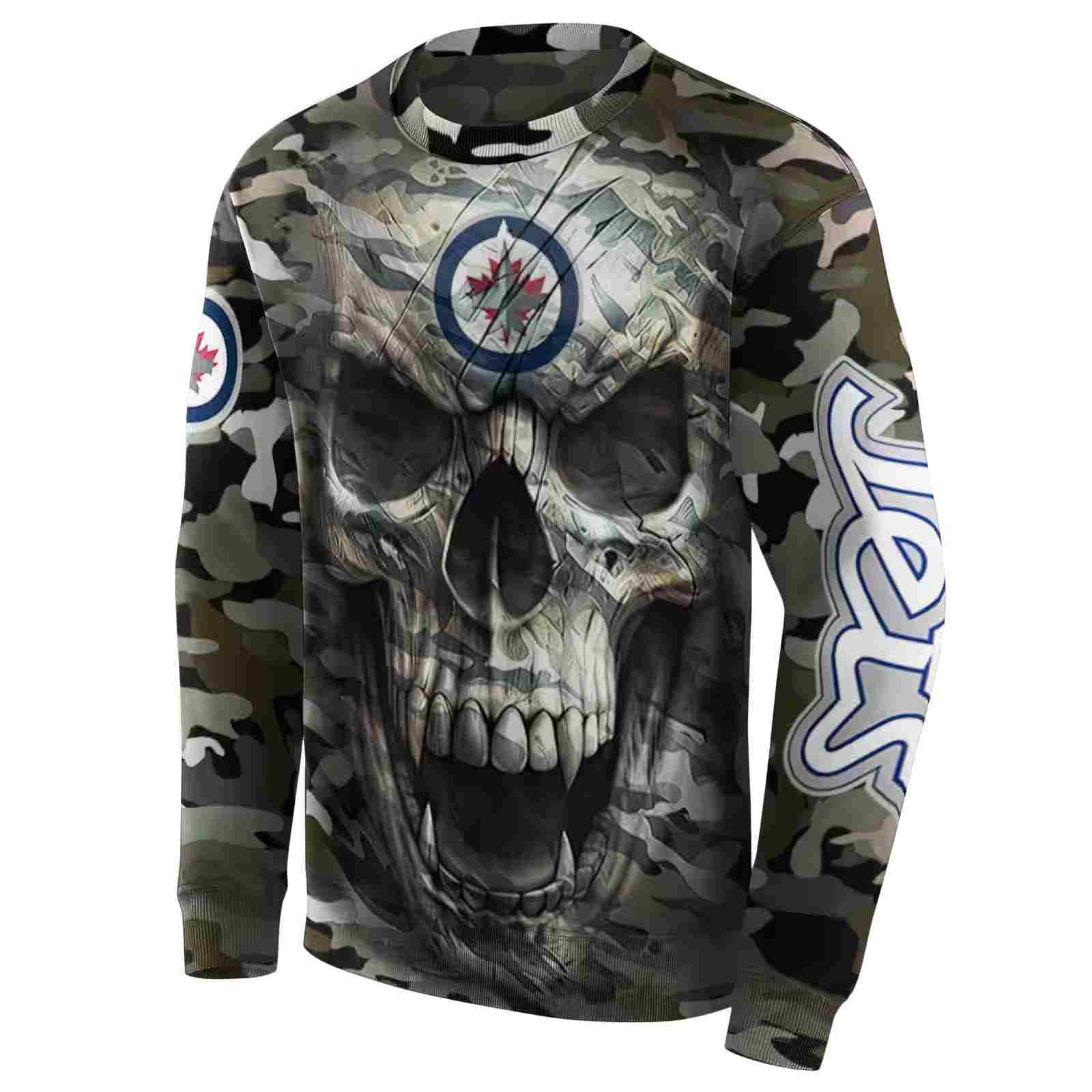 custom winnipeg jets camo skull hoodie new arrival