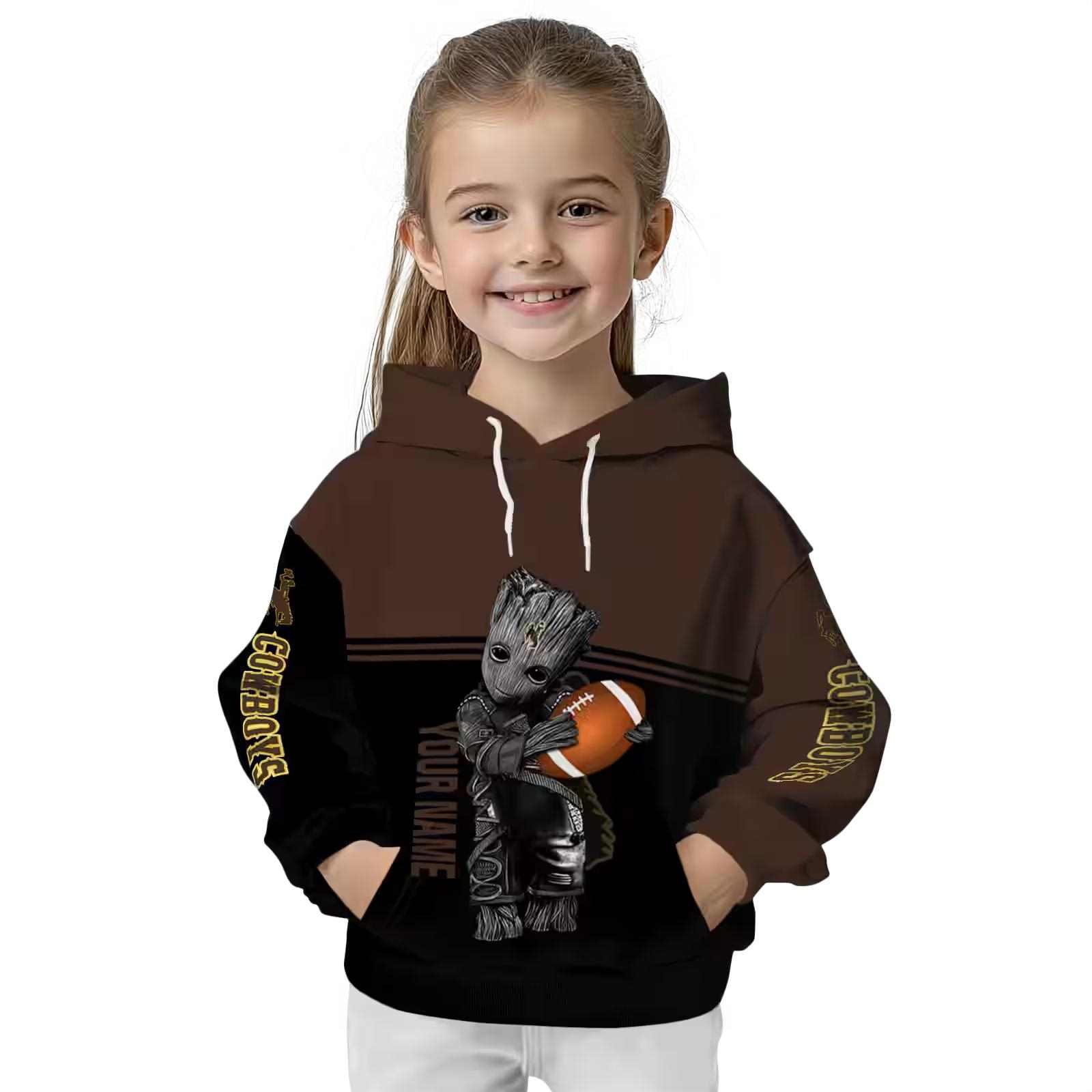 custom wyoming cowboys baby groot brown black hoodie top rated