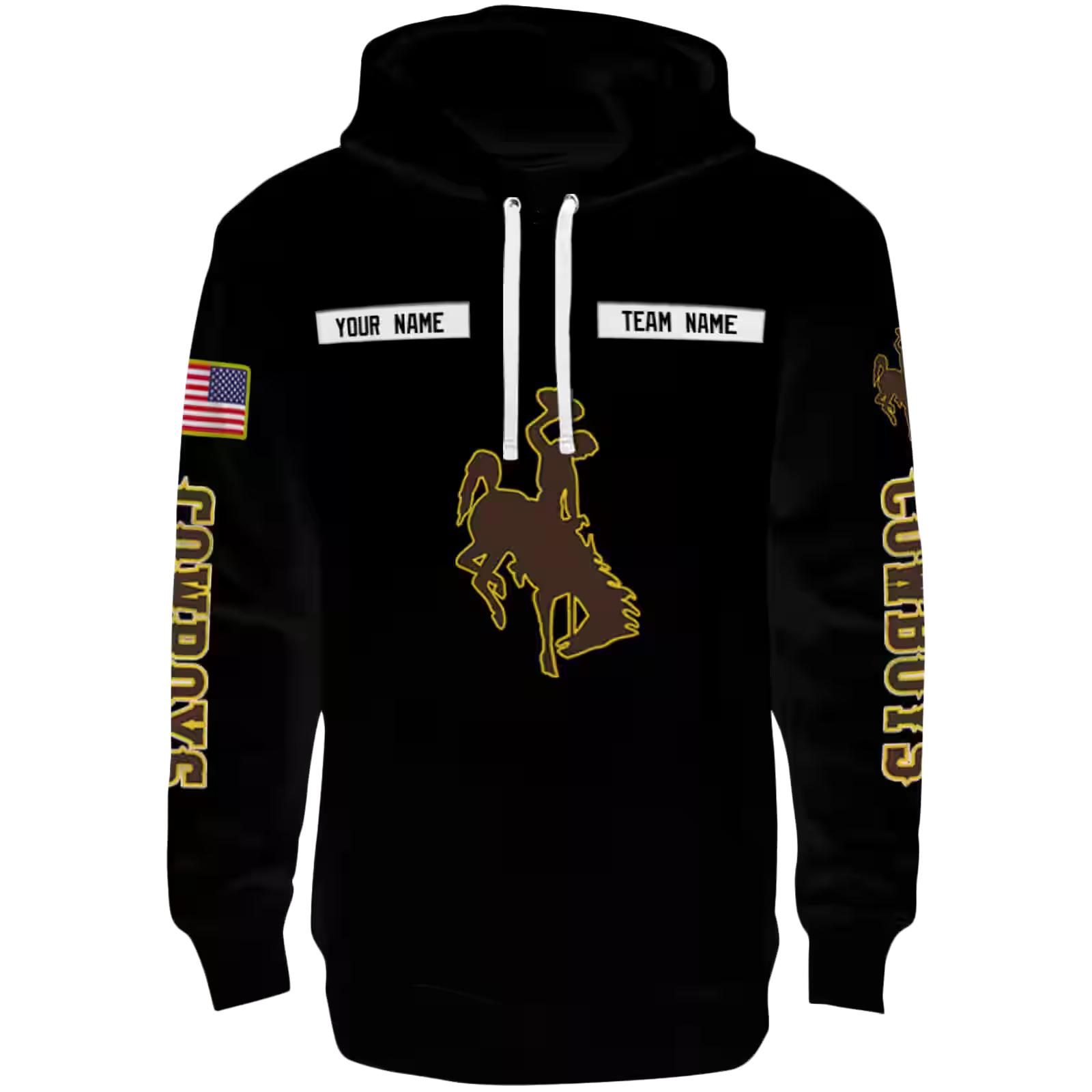 Custom Wyoming Cowboys Punisher Skull Black Hoodie