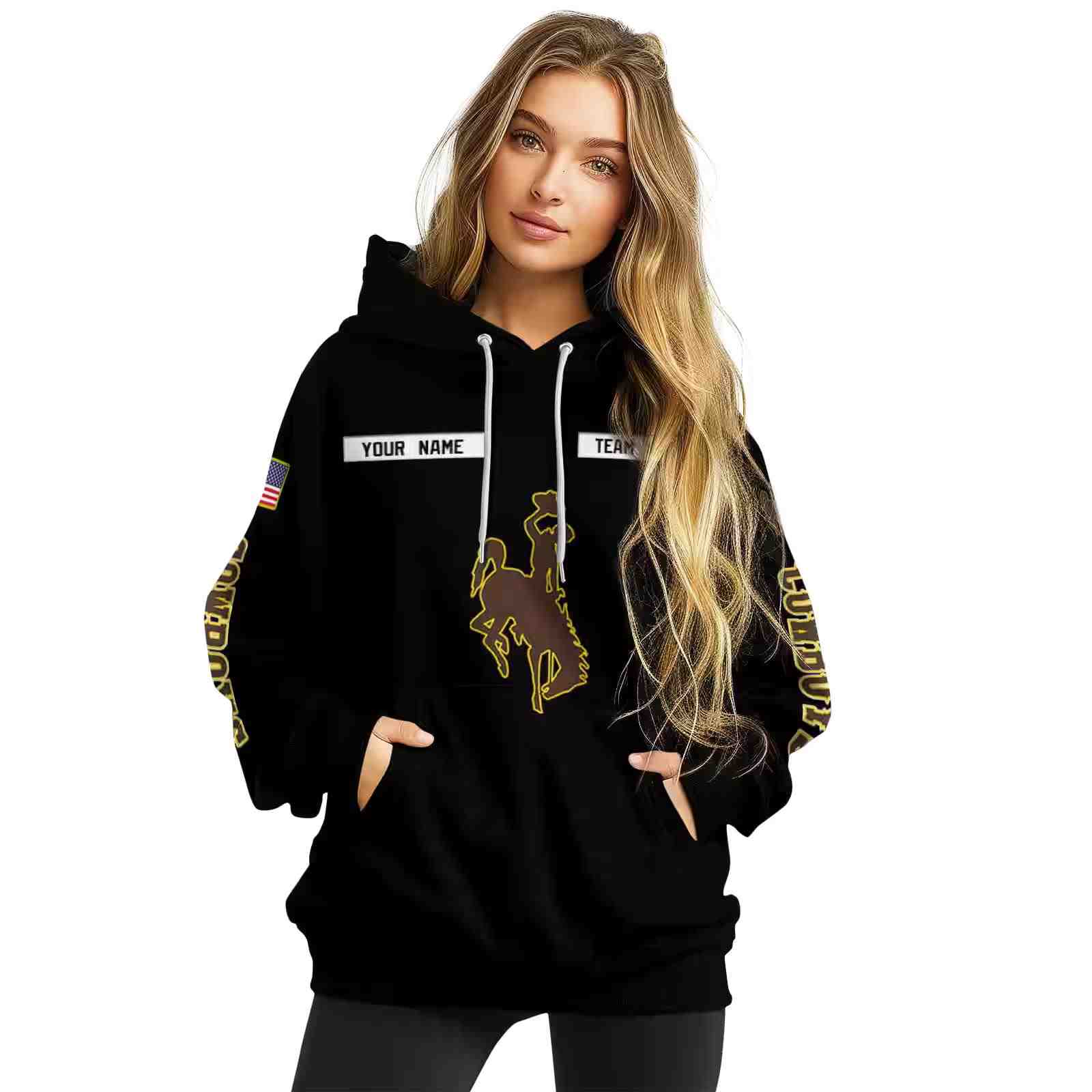 custom wyoming cowboys punisher skull black hoodie high quality