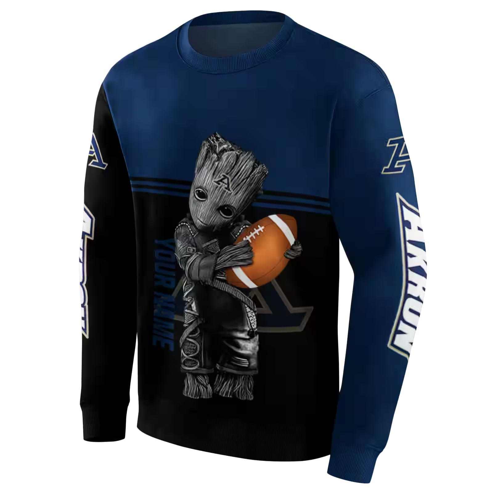 customized akron zips baby groot blue black hoodie new arrival