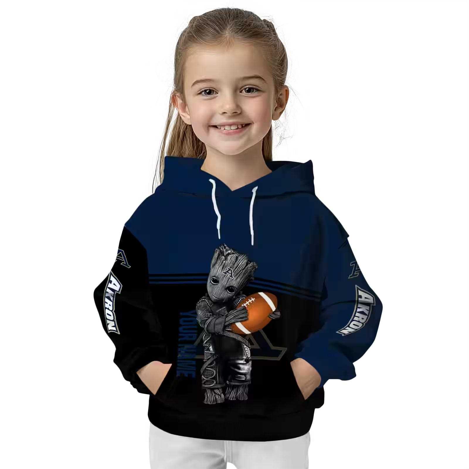 customized akron zips baby groot blue black hoodie top rated