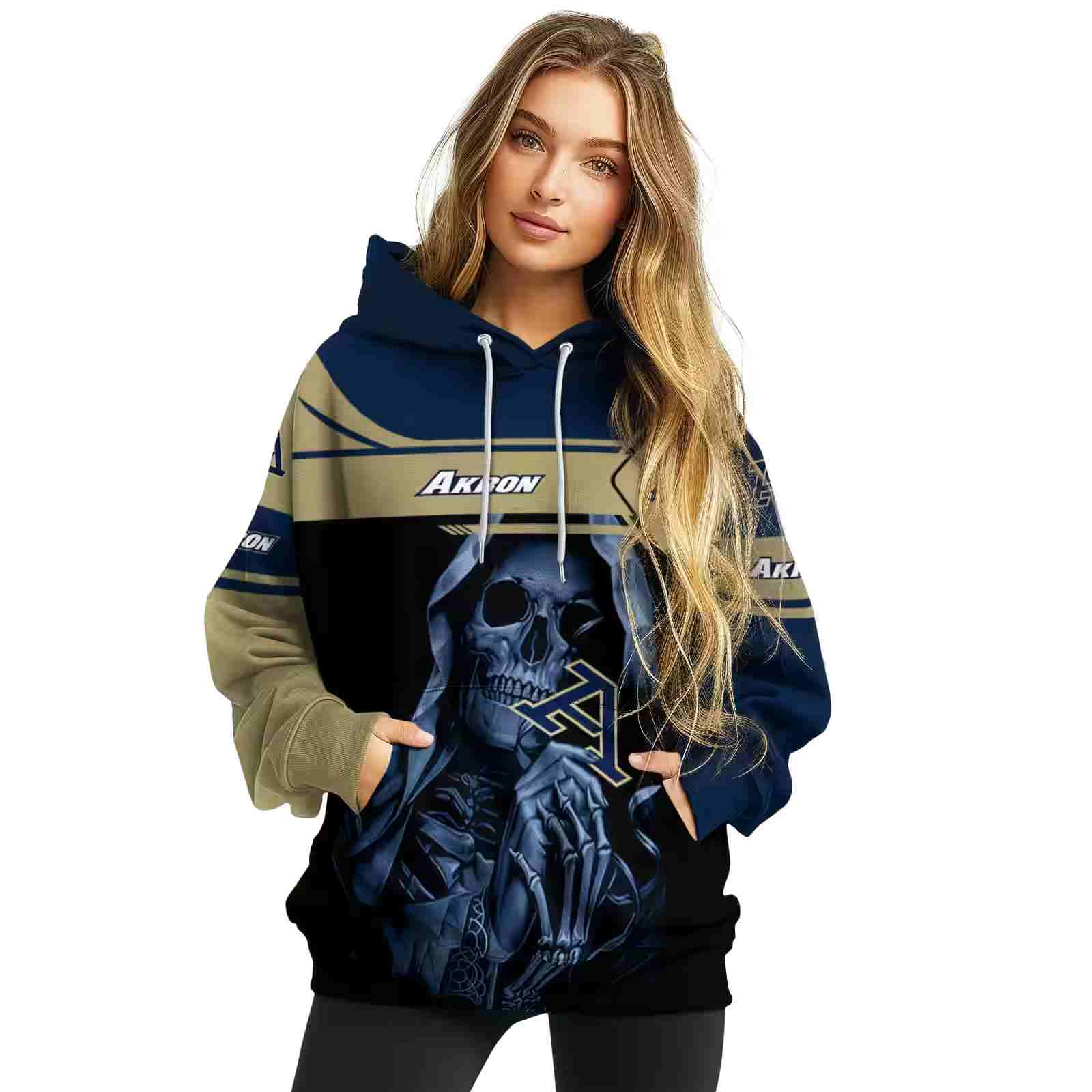 customized akron zips grim reaper blue black hoodie high quality