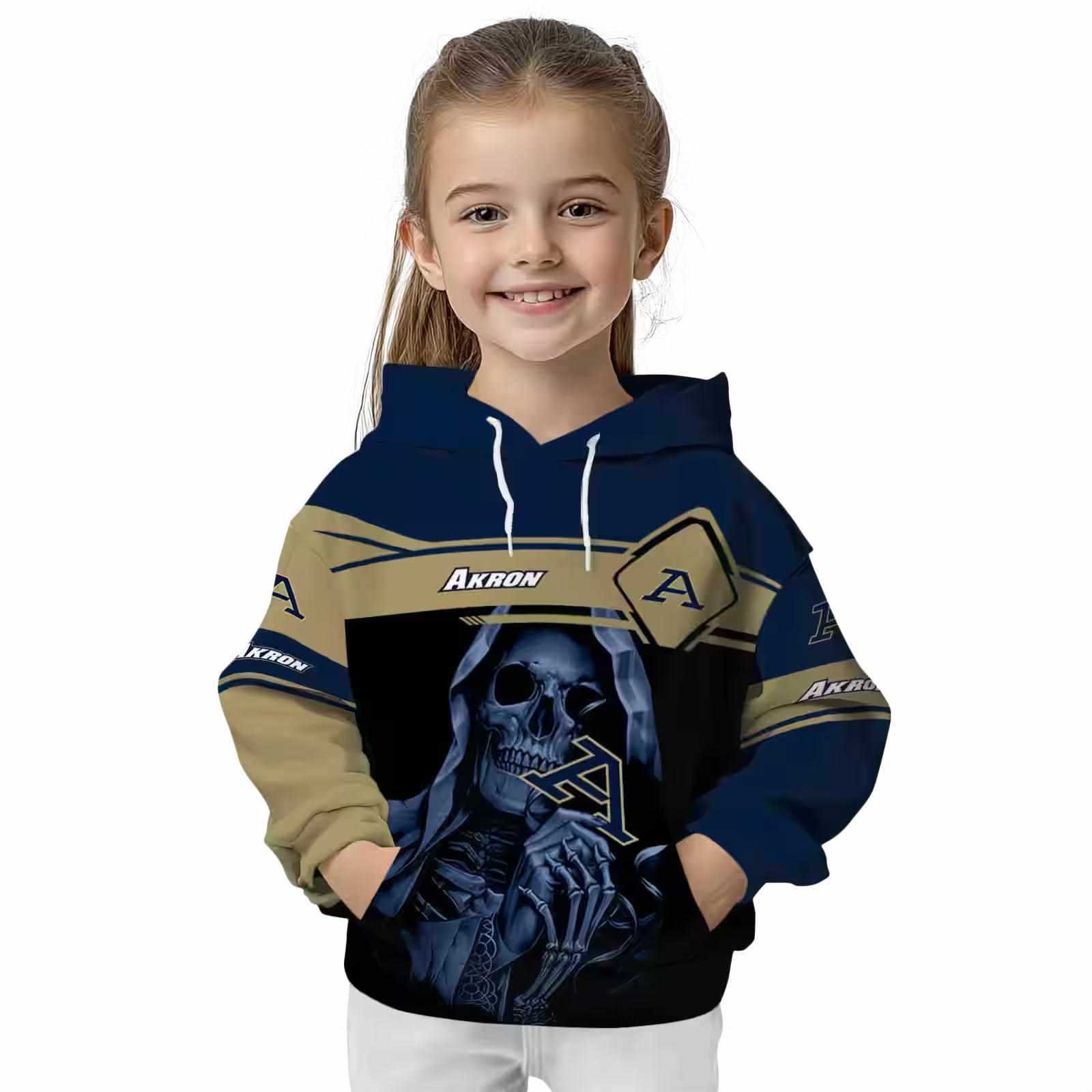 customized akron zips grim reaper blue black hoodie top rated