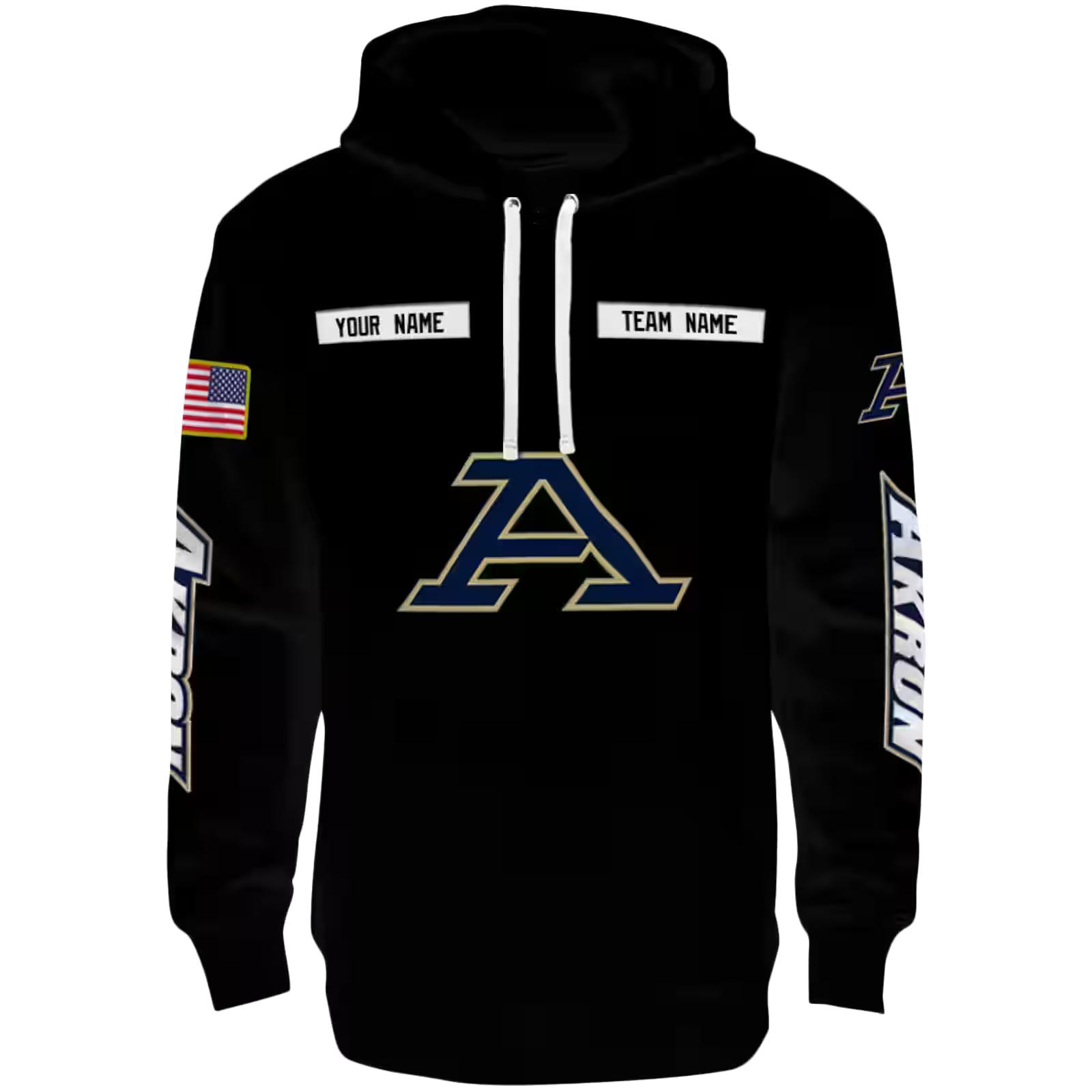 Customized Akron Zips Punisher Skull Black Hoodie