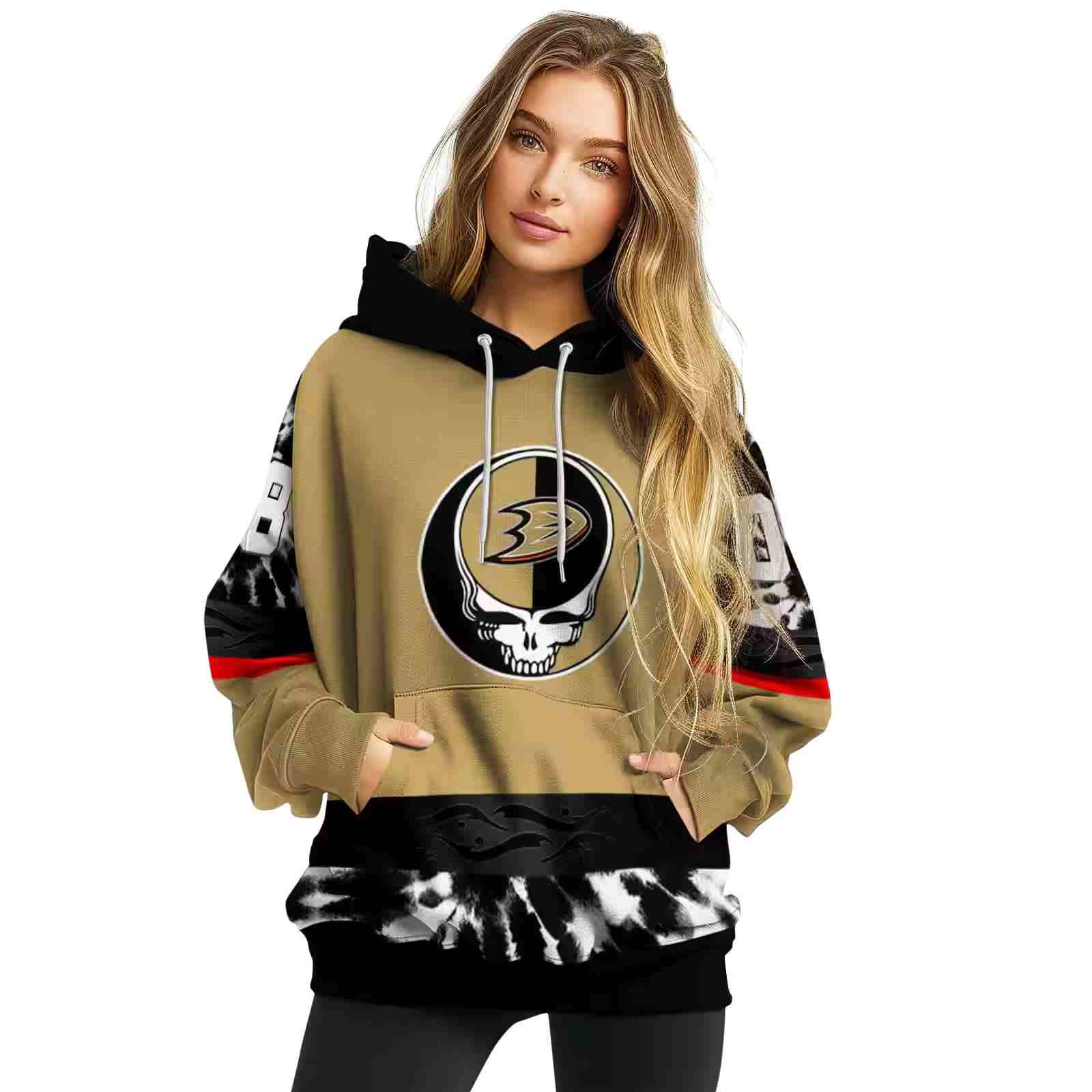 customized anaheim ducks grateful vibes gold hoodie high quality