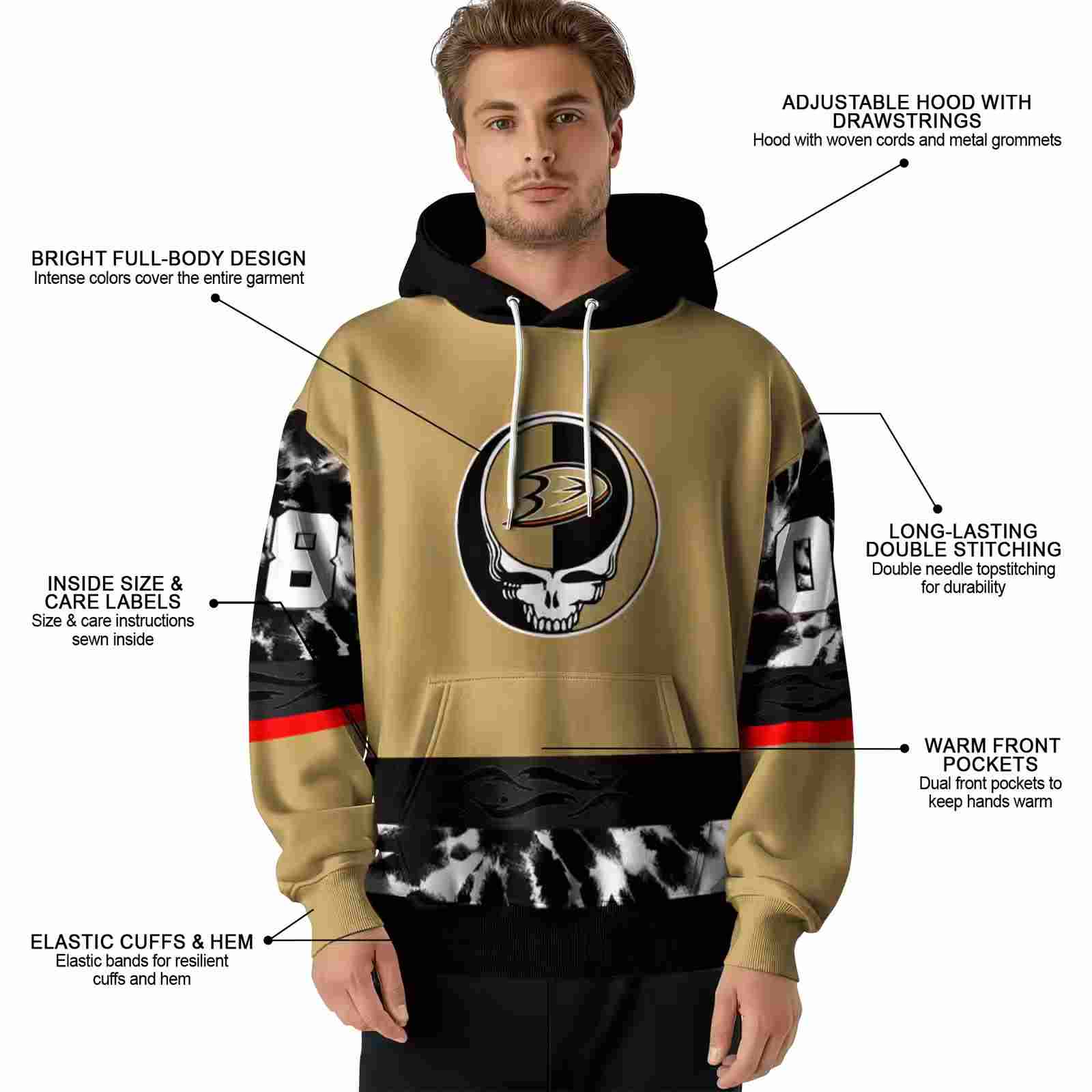 customized anaheim ducks grateful vibes gold hoodie latest model