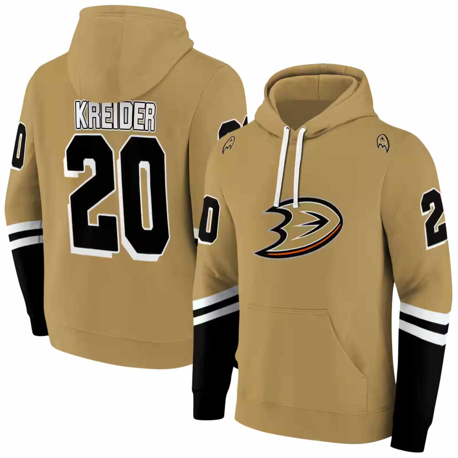 customized anaheim ducks striped sleeves gold hoodie fashion forward