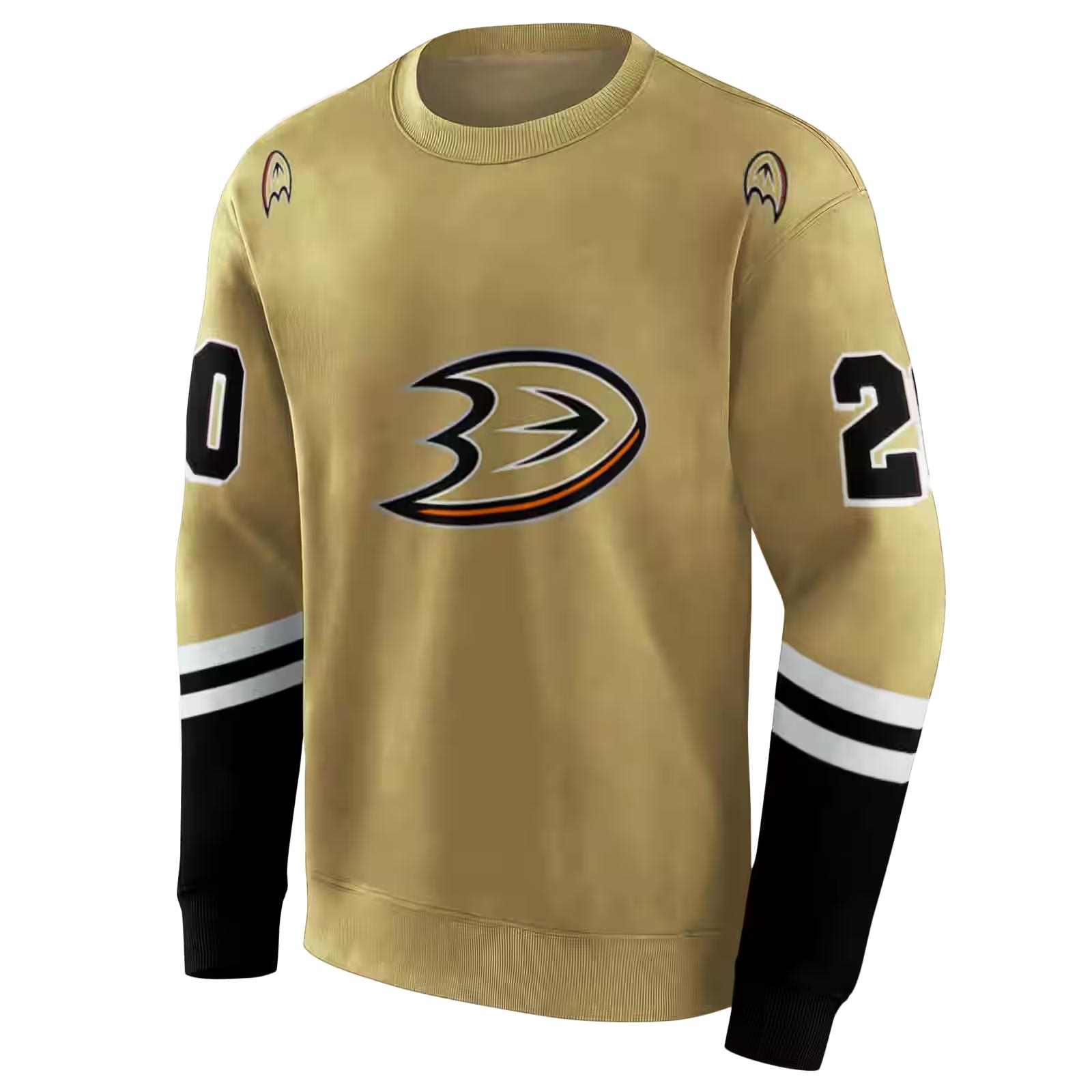 customized anaheim ducks striped sleeves gold hoodie new arrival