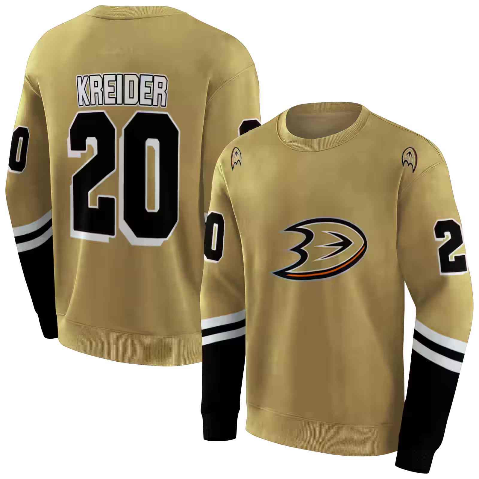 customized anaheim ducks striped sleeves gold hoodie premium grade