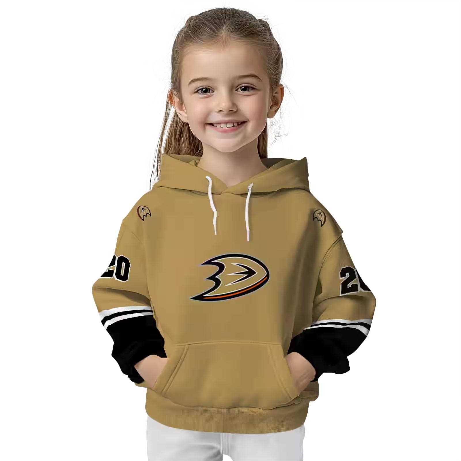 customized anaheim ducks striped sleeves gold hoodie top rated