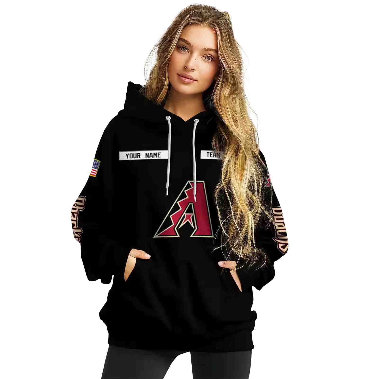 customized arizona diamondbacks punisher skull black hoodie high quality