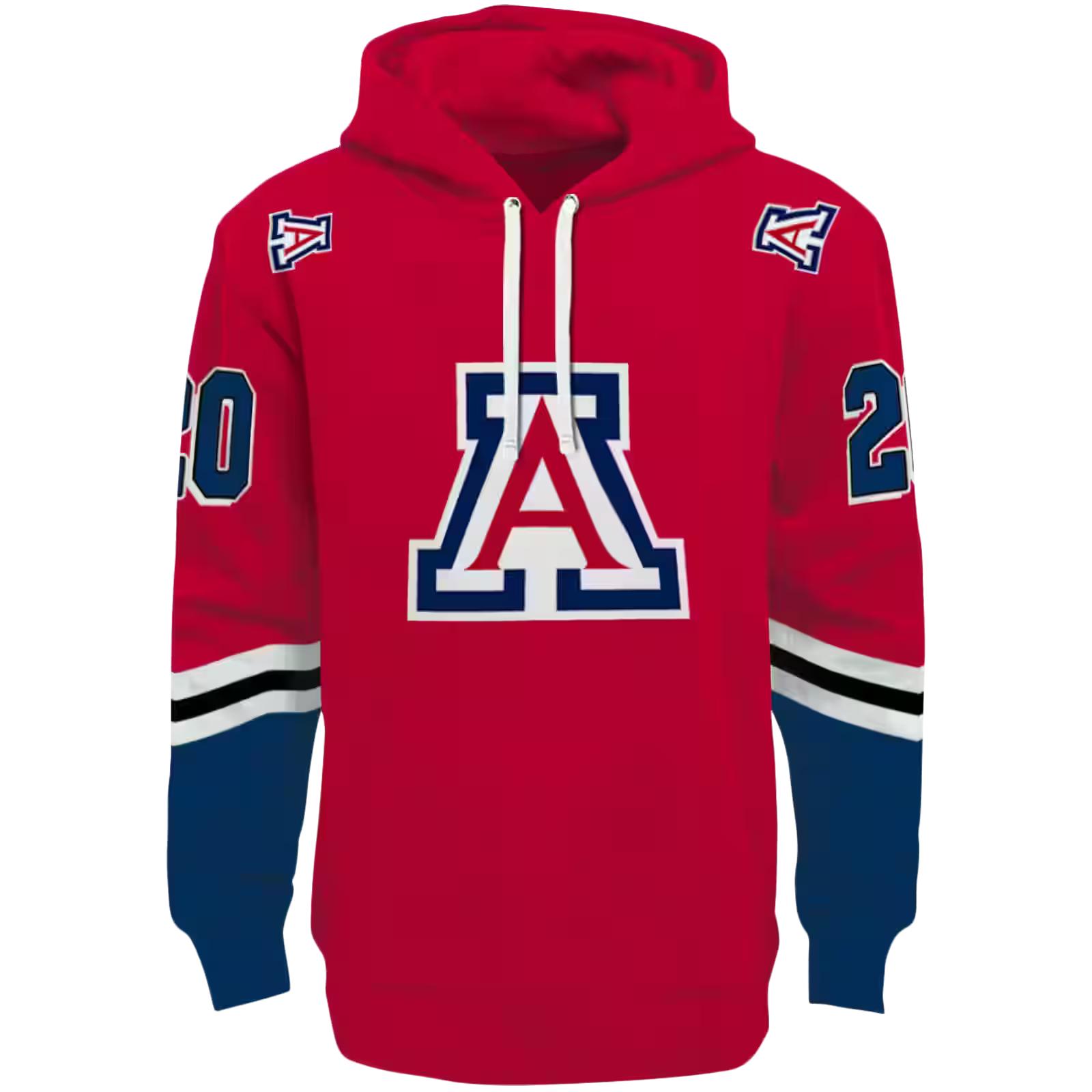 Customized Arizona Wildcats Striped Sleeves Red Hoodie