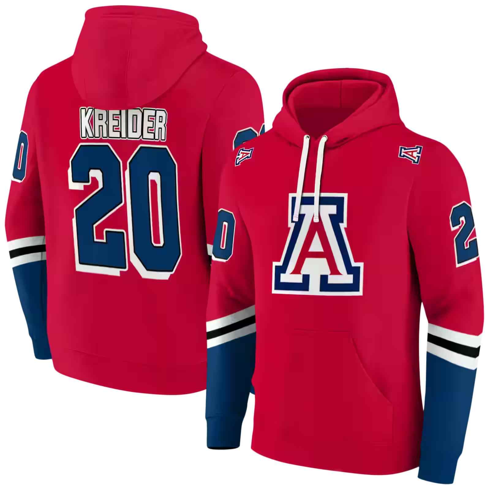 customized arizona wildcats striped sleeves red hoodie fashion forward