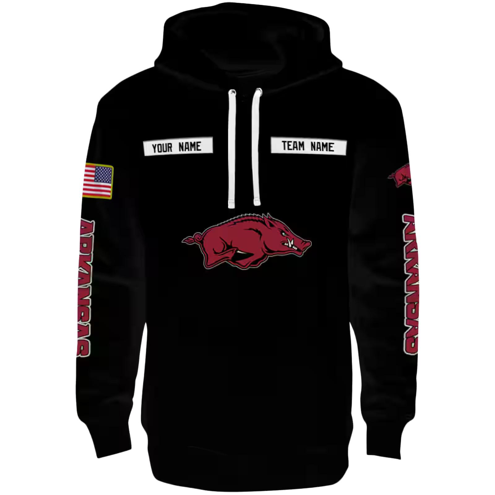 Customized Arkansas Razorbacks Punisher Skull Black Hoodie