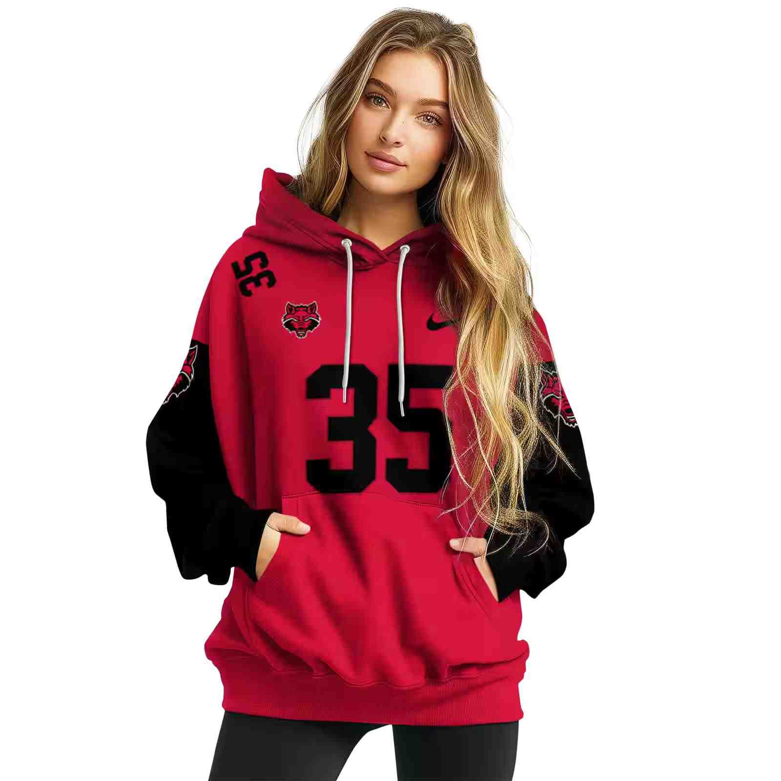 customized arkansas state red wolves minimal design scarlet hoodie high quality