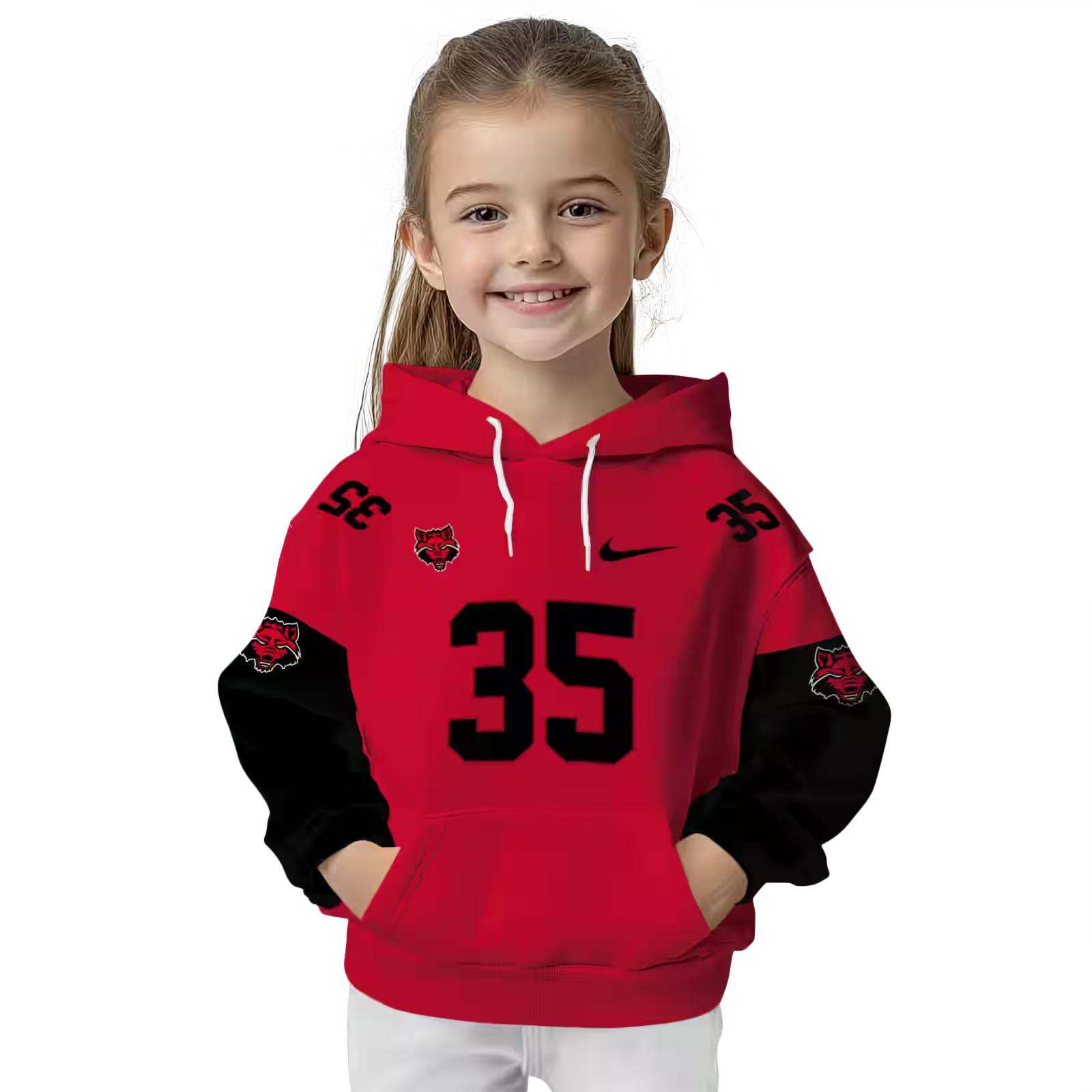 customized arkansas state red wolves minimal design scarlet hoodie top rated