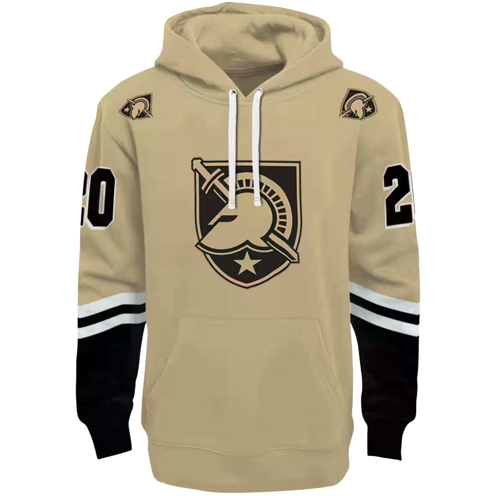 Customized Army Black Knights Striped Sleeves Gold Hoodie