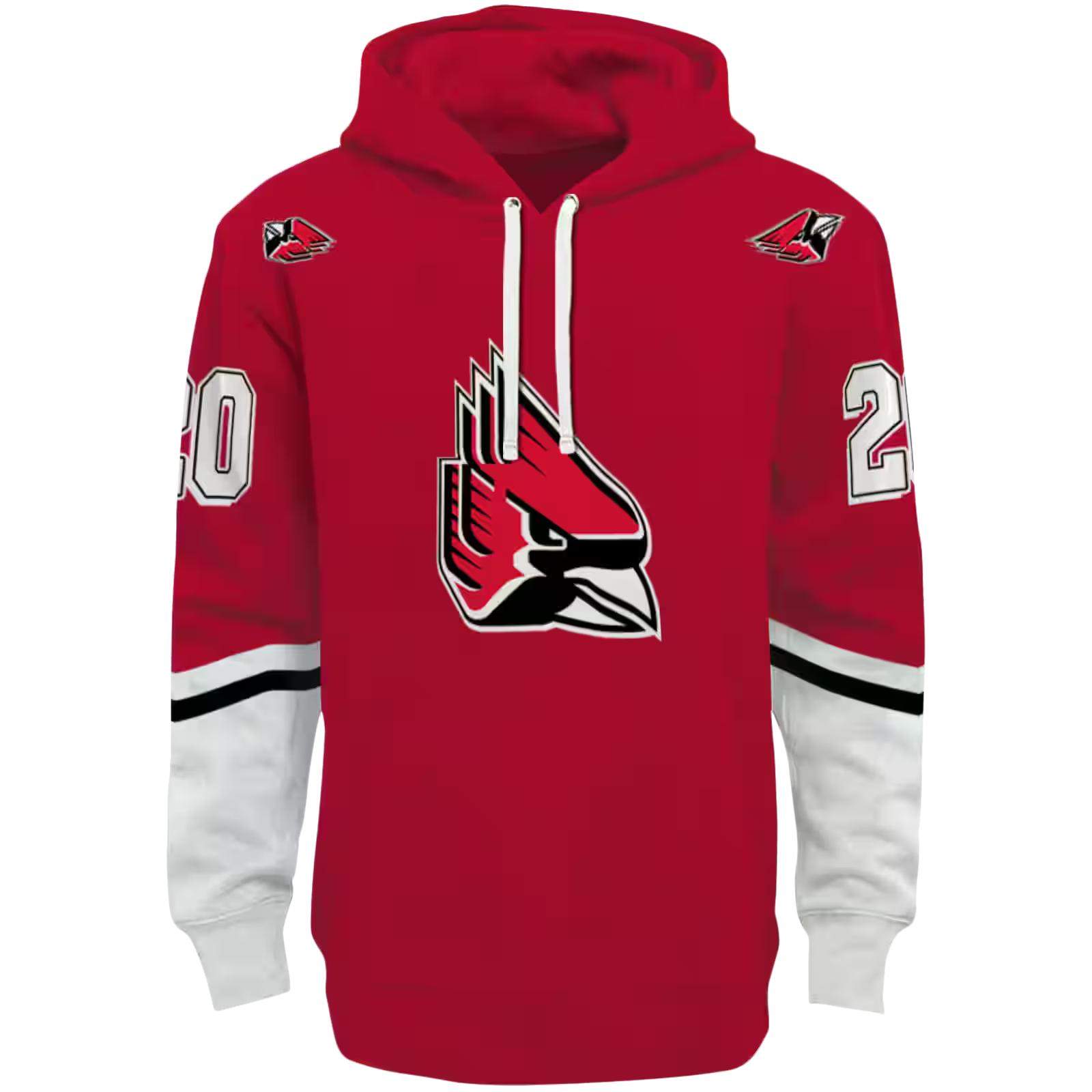 Customized Ball State Cardinals Striped Sleeves Red Hoodie