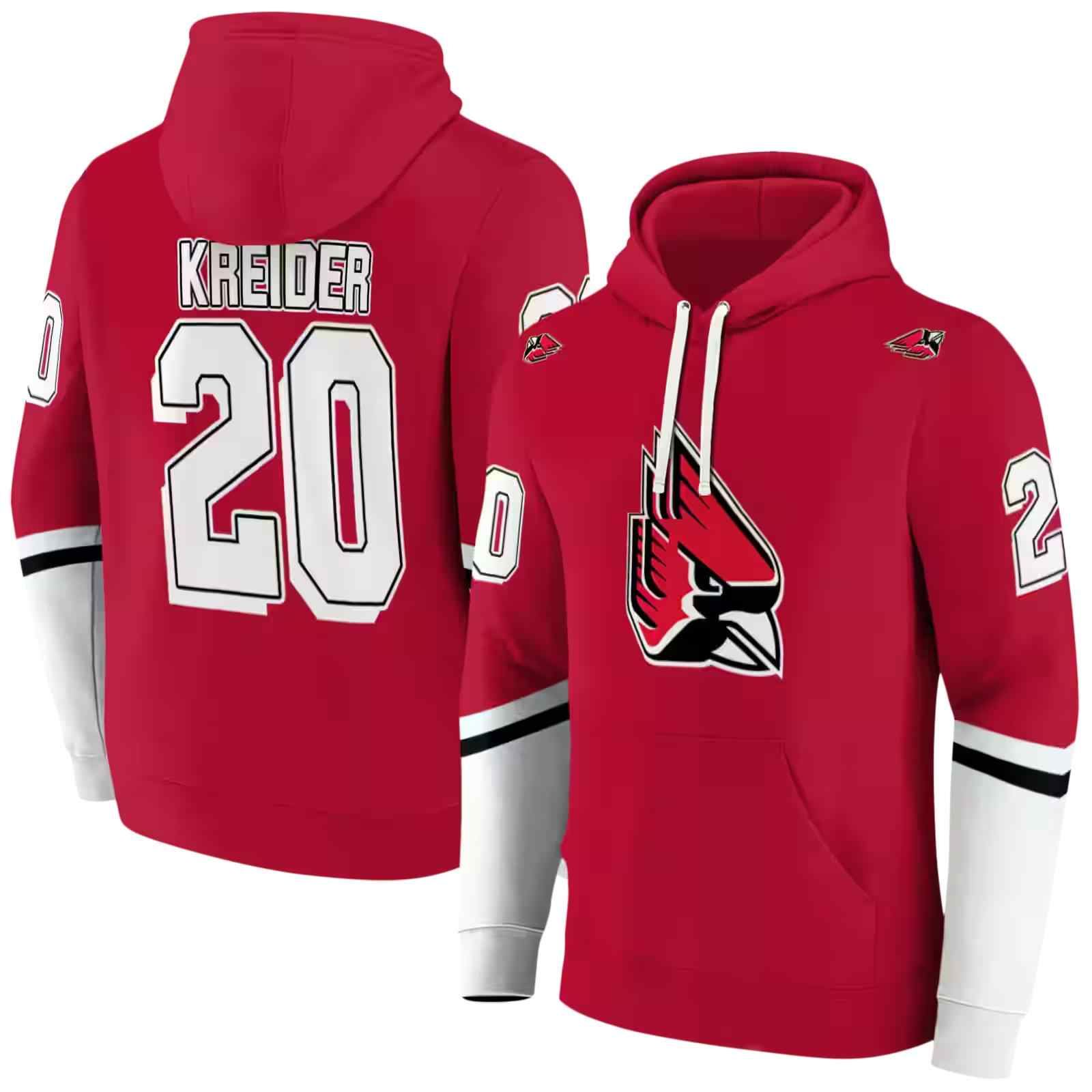 customized ball state cardinals striped sleeves red hoodie fashion forward