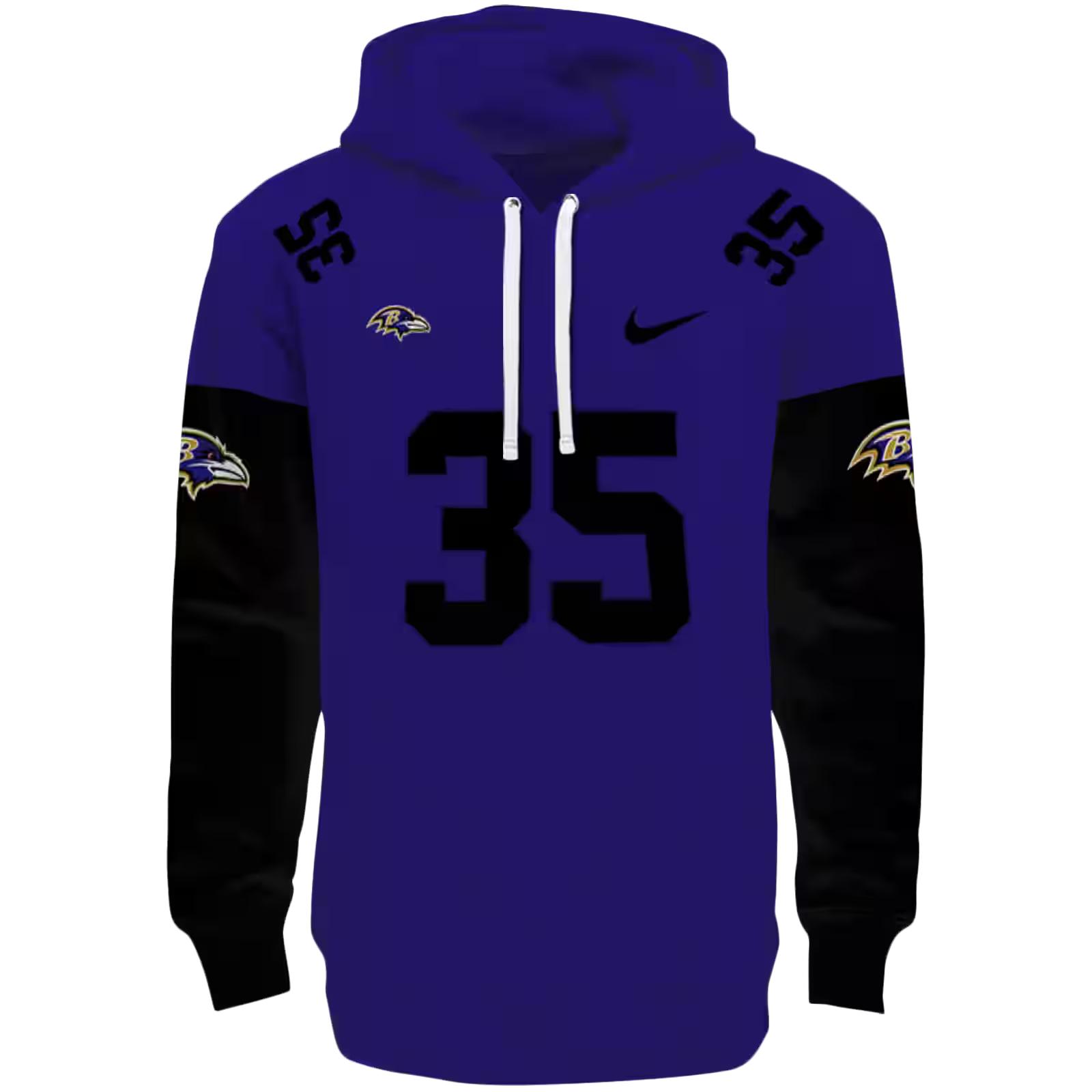 Customized Baltimore Ravens Minimal Design Purple Hoodie