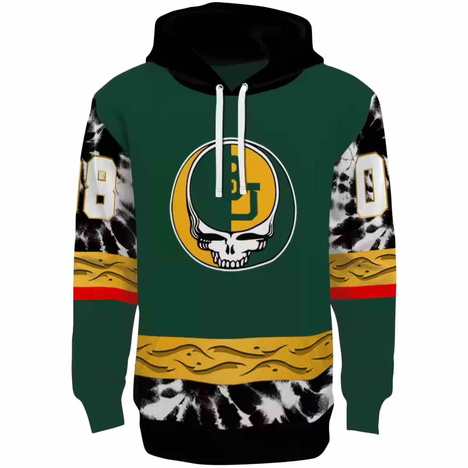 Customized Baylor Bears Grateful Vibes Green Hoodie