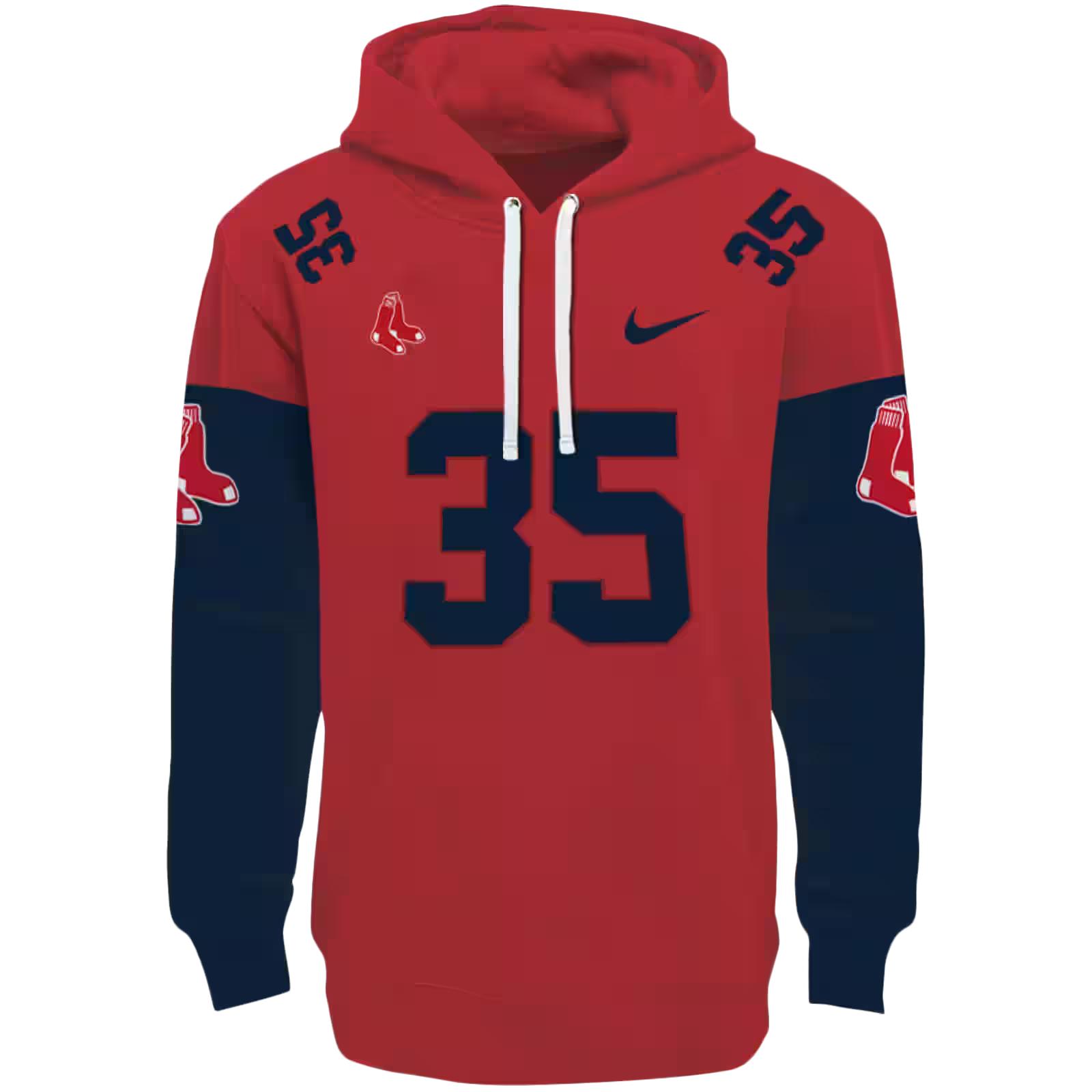Customized Boston Red Sox Minimal Design Red Hoodie