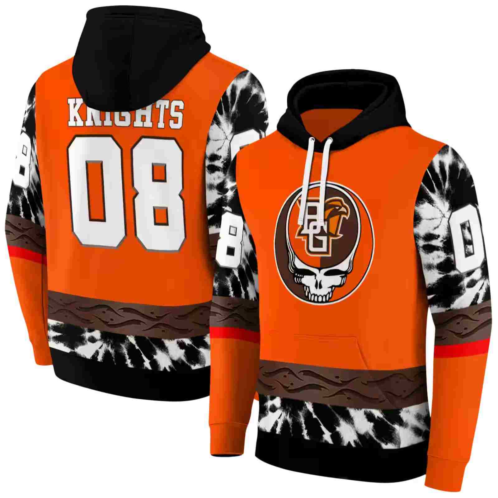 customized bowling green falcons grateful vibes orange hoodie fashion forward