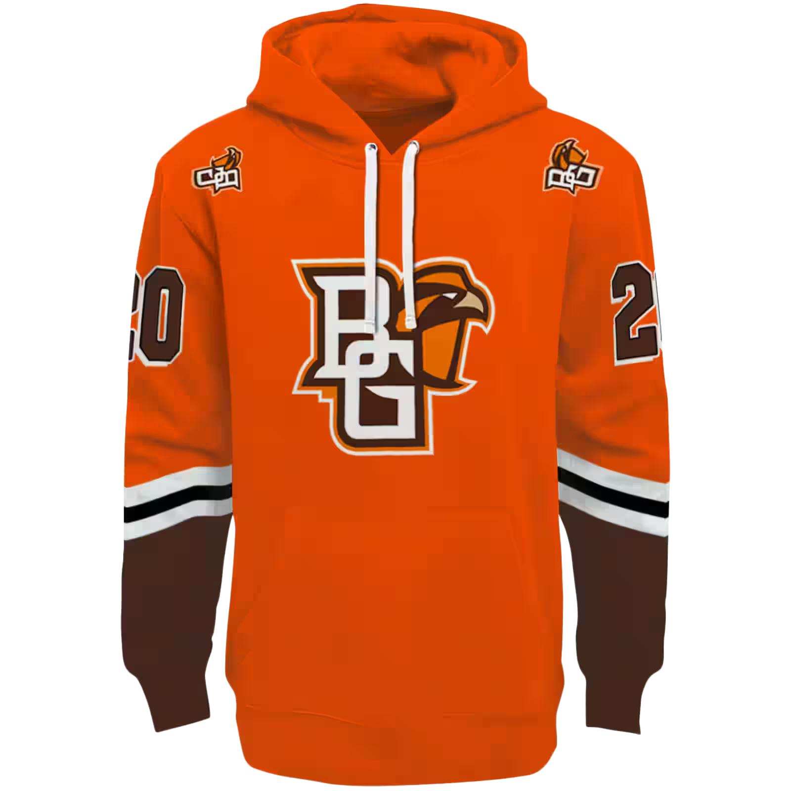 Customized Bowling Green Falcons Striped Sleeves Orange Hoodie