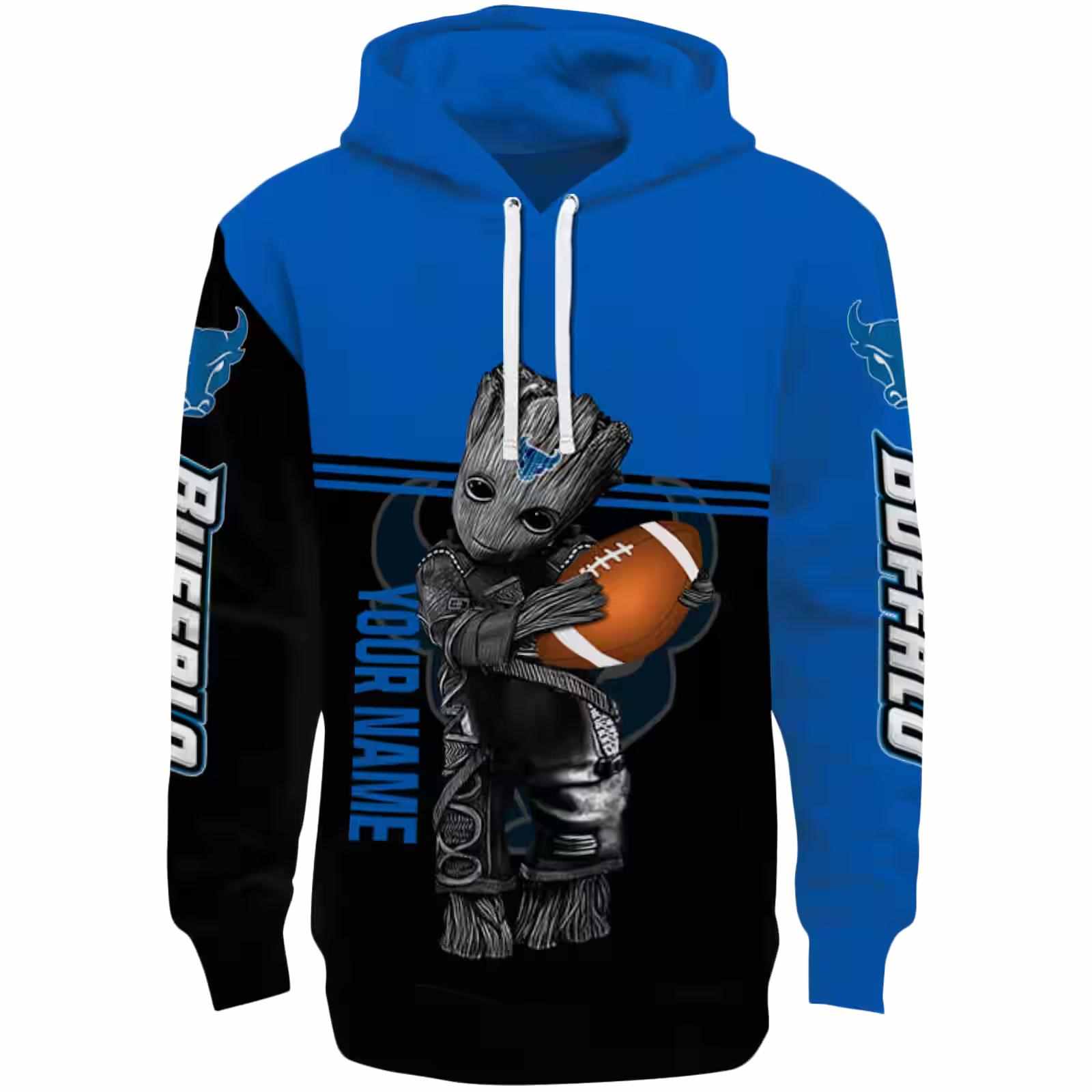 Customized Buffalo Bulls Baby Groot Royal Blue Black Hoodie