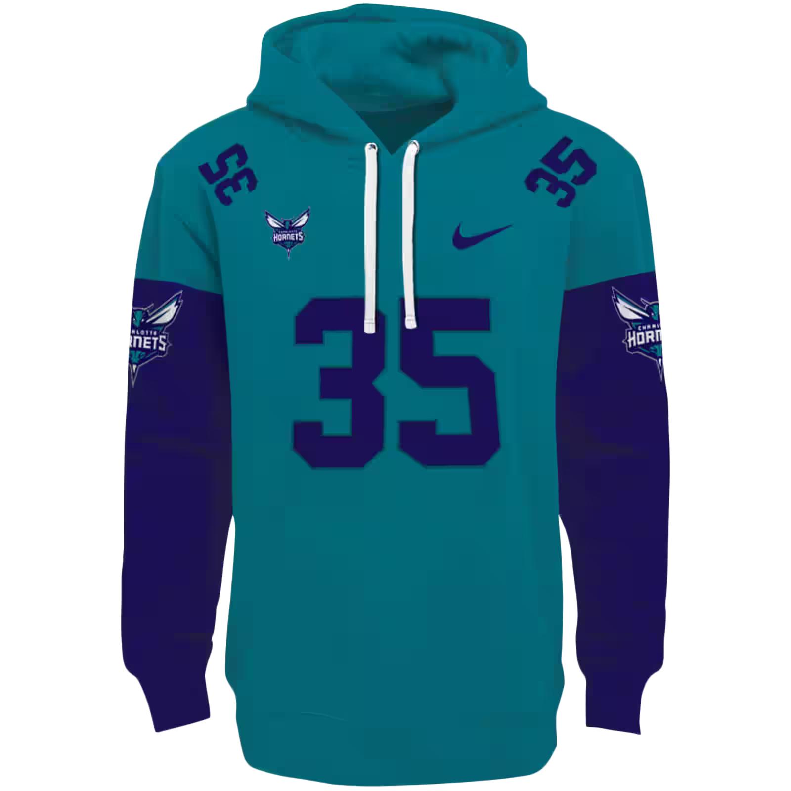 Customized Charlotte Hornets Minimal Design Teal Hoodie