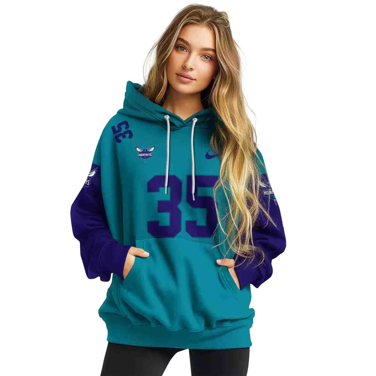 customized charlotte hornets minimal design teal hoodie high quality