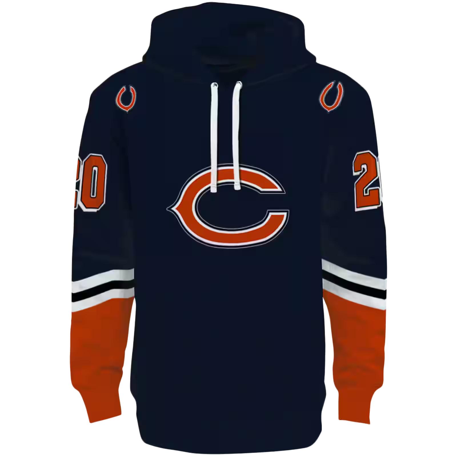 Customized Chicago Bears Striped Sleeves Blue Hoodie