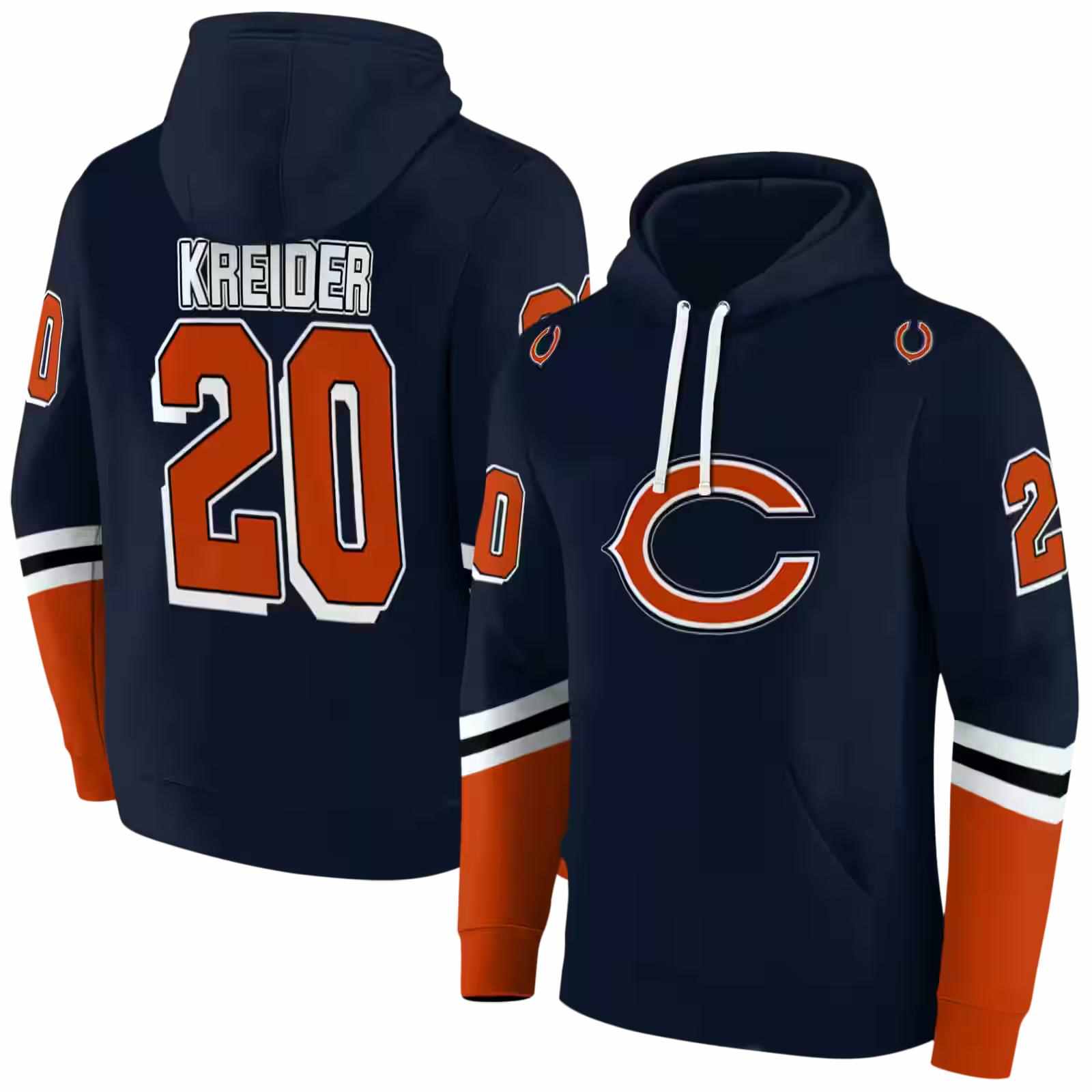 customized chicago bears striped sleeves blue hoodie fashion forward