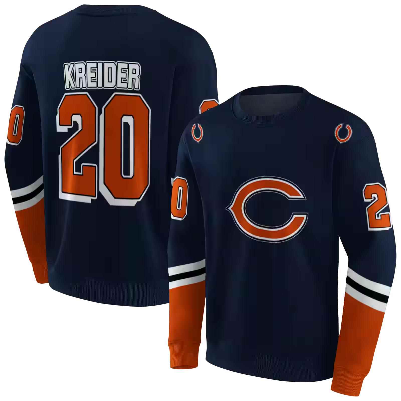 customized chicago bears striped sleeves blue hoodie premium grade