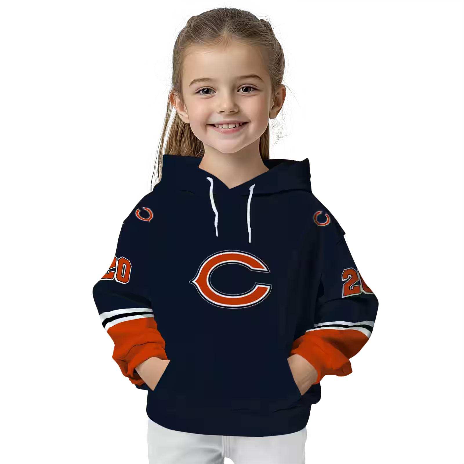 customized chicago bears striped sleeves blue hoodie top rated