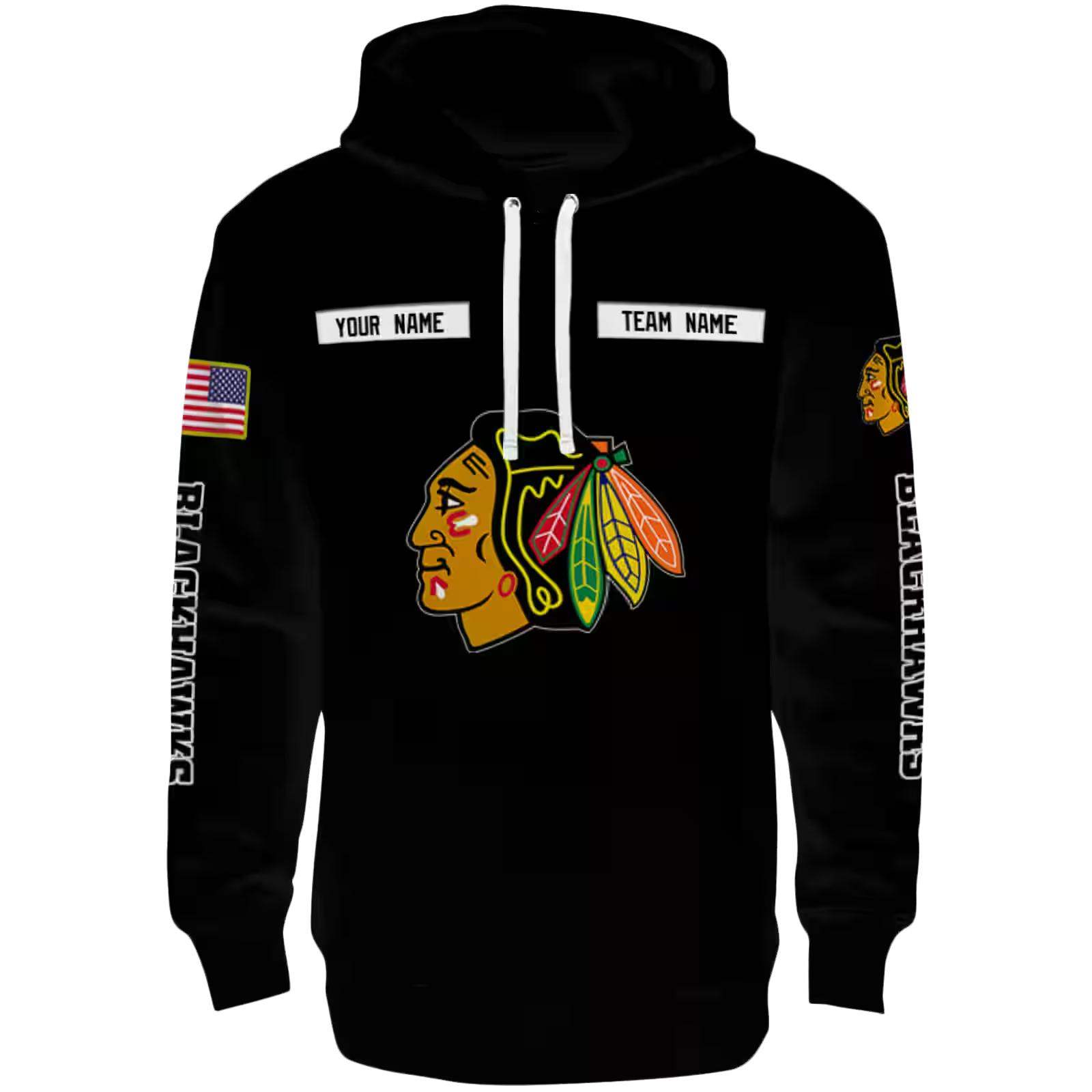 Customized Chicago Blackhawks Punisher Skull Black Hoodie