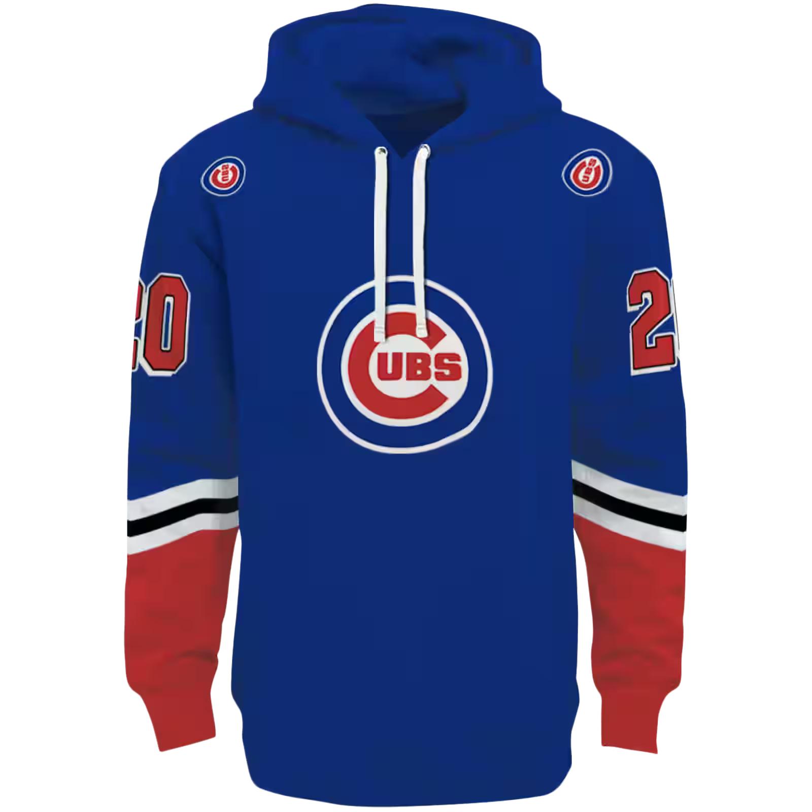 Customized Chicago Cubs Striped Sleeves Blue Hoodie