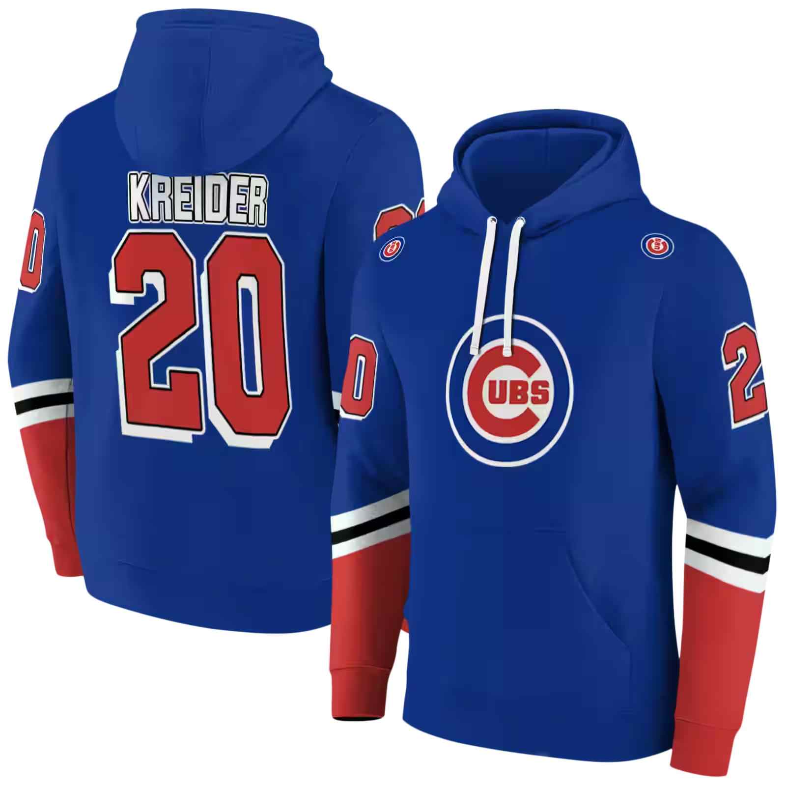 customized chicago cubs striped sleeves blue hoodie fashion forward