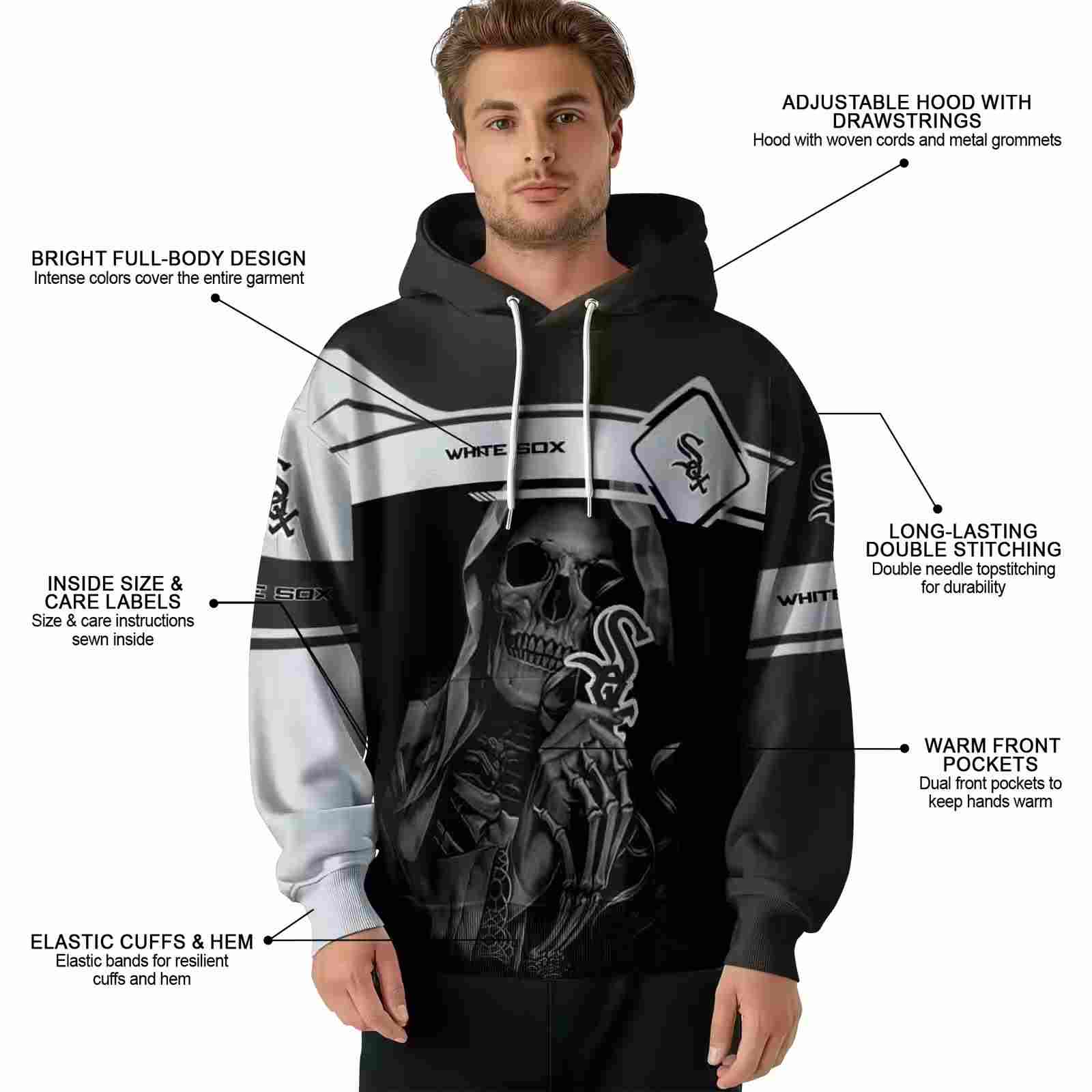 customized chicago white sox grim reaper black hoodie latest model