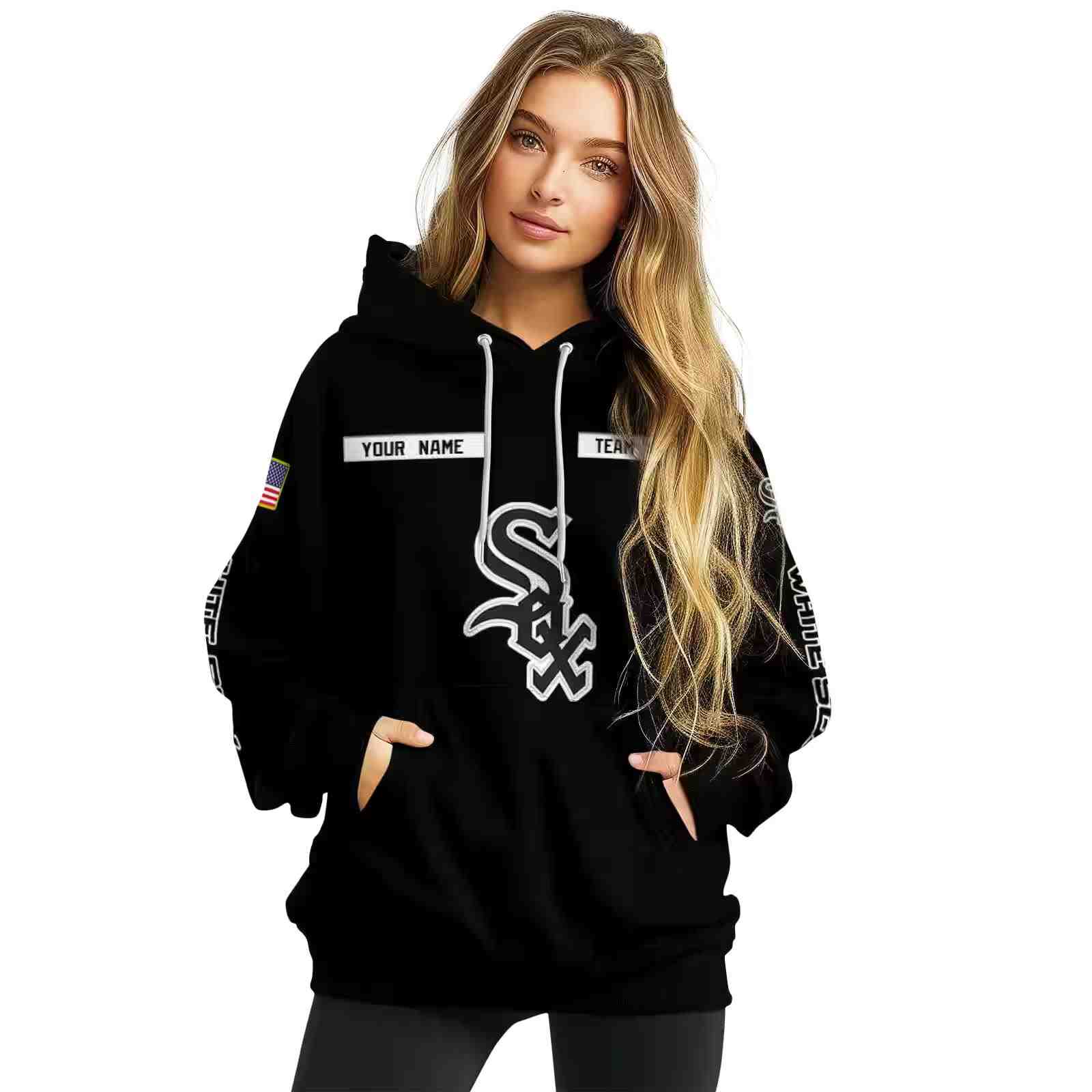 customized chicago white sox punisher skull black hoodie high quality