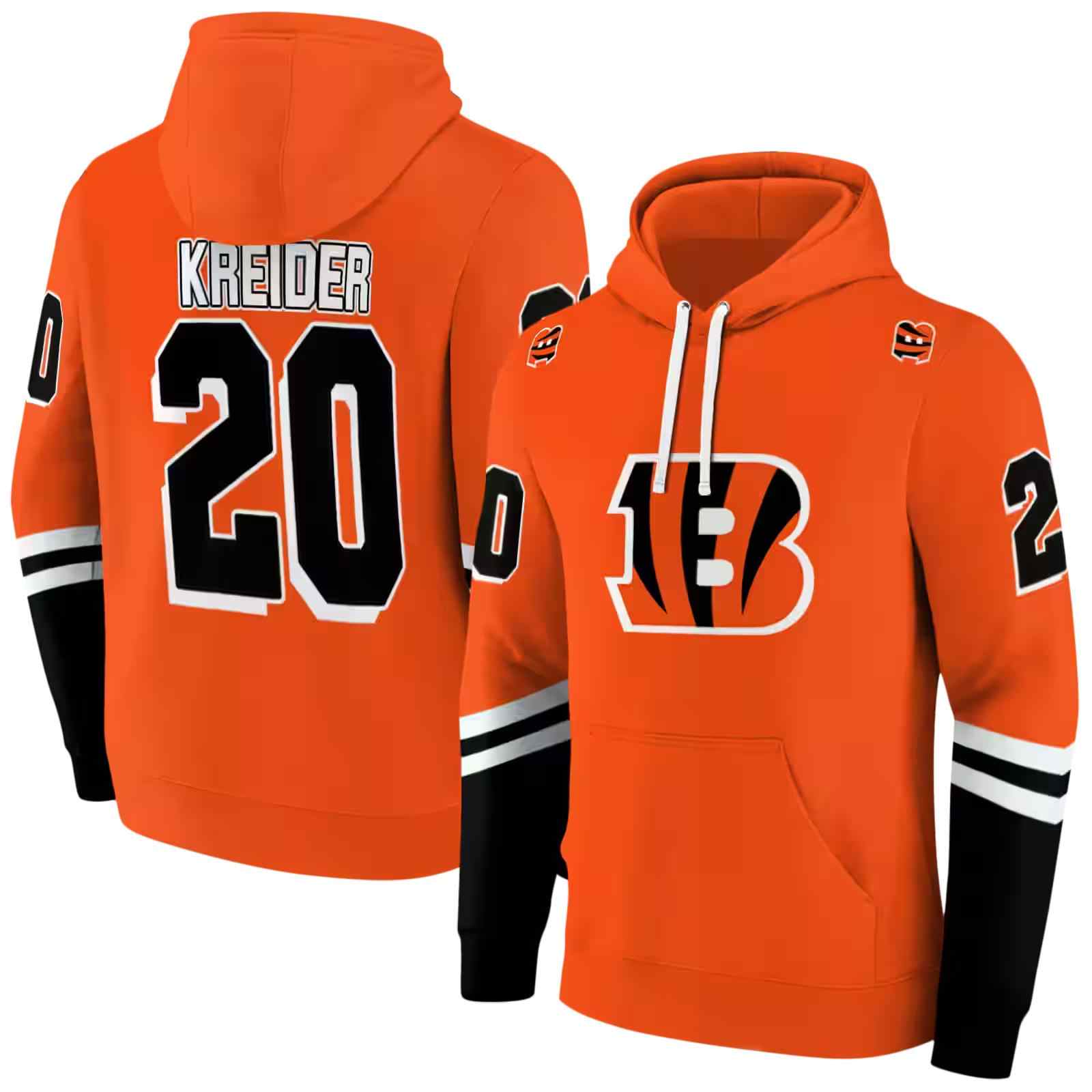 customized cincinnati bengals striped sleeves orange hoodie fashion forward