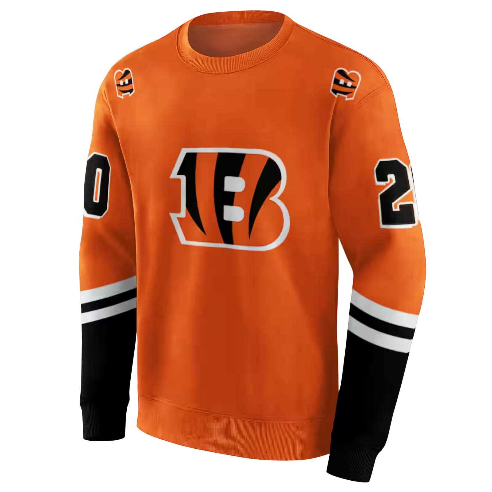 customized cincinnati bengals striped sleeves orange hoodie new arrival