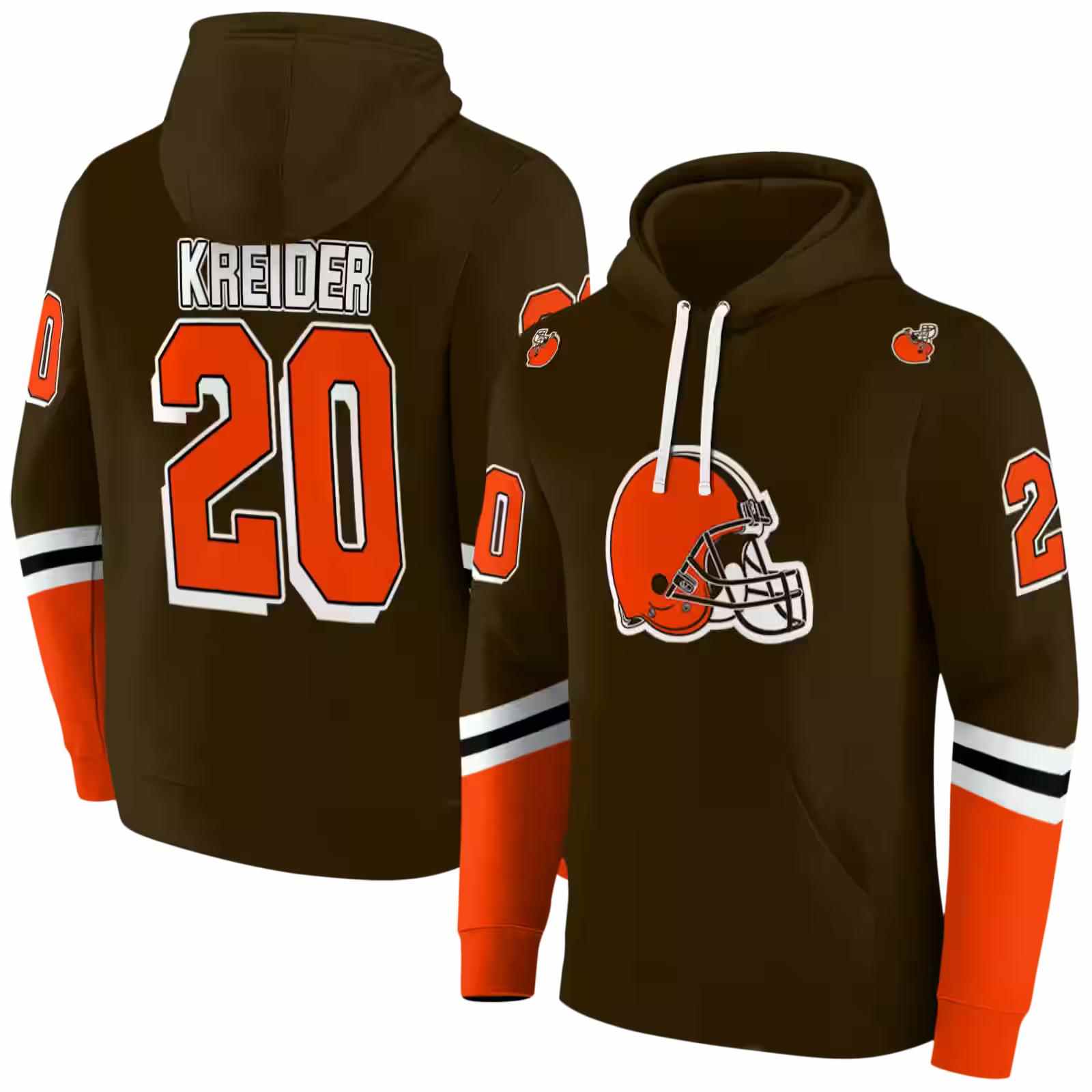 customized cleveland browns striped sleeves brown hoodie fashion forward