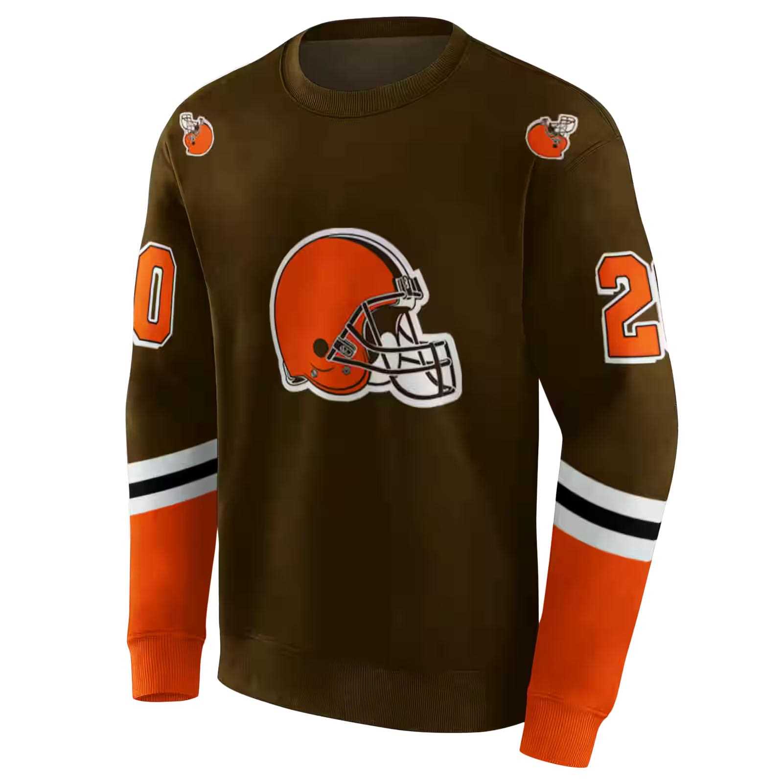 customized cleveland browns striped sleeves brown hoodie new arrival