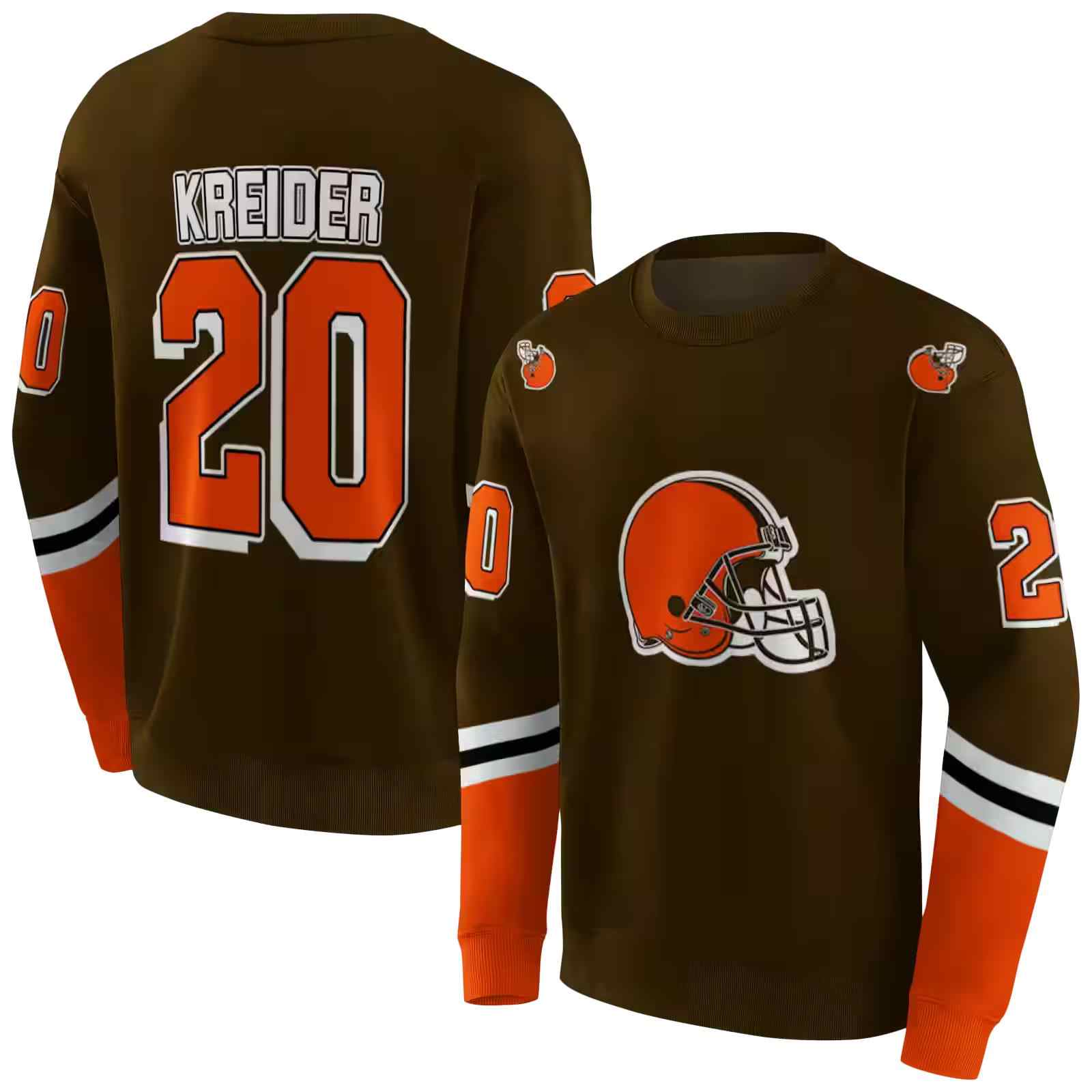 customized cleveland browns striped sleeves brown hoodie premium grade