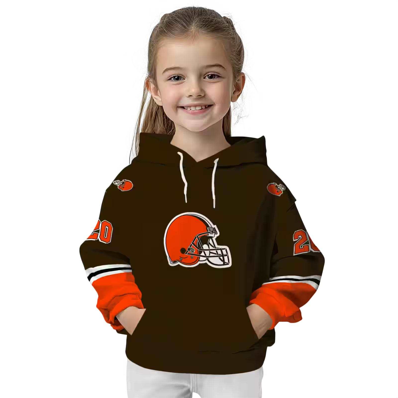 customized cleveland browns striped sleeves brown hoodie top rated